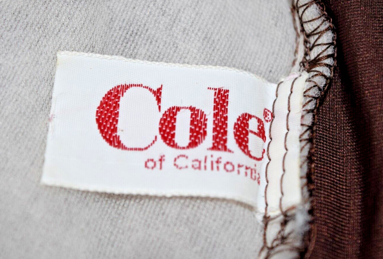 Swimsuit VTG 50s 60s Cole of California Silky Chocolate Brown Back Clasp Sz S/M