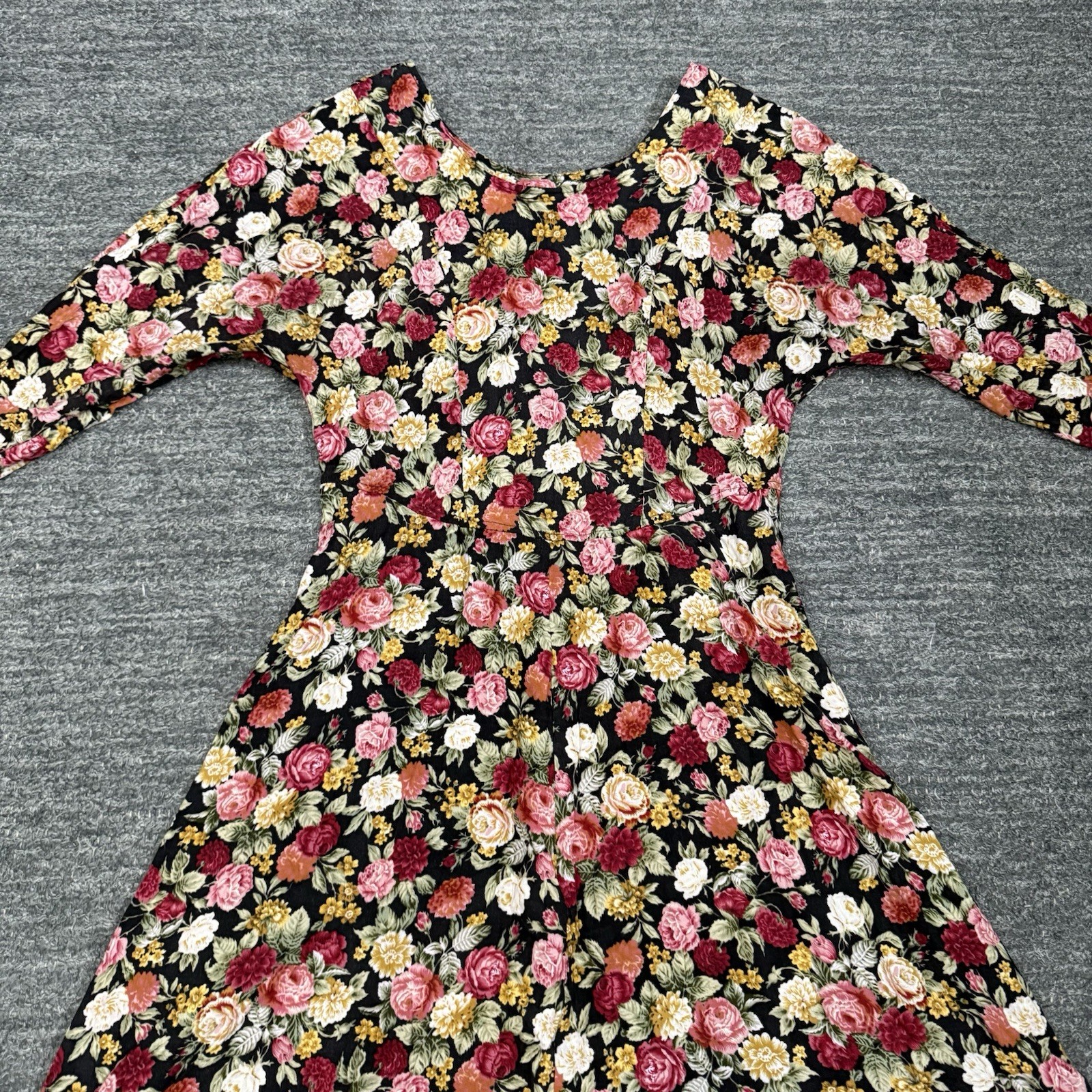 Vintage Ms Choice Dress Women 10 Floral Fit and Flare Midi Prairie Homestead 90s