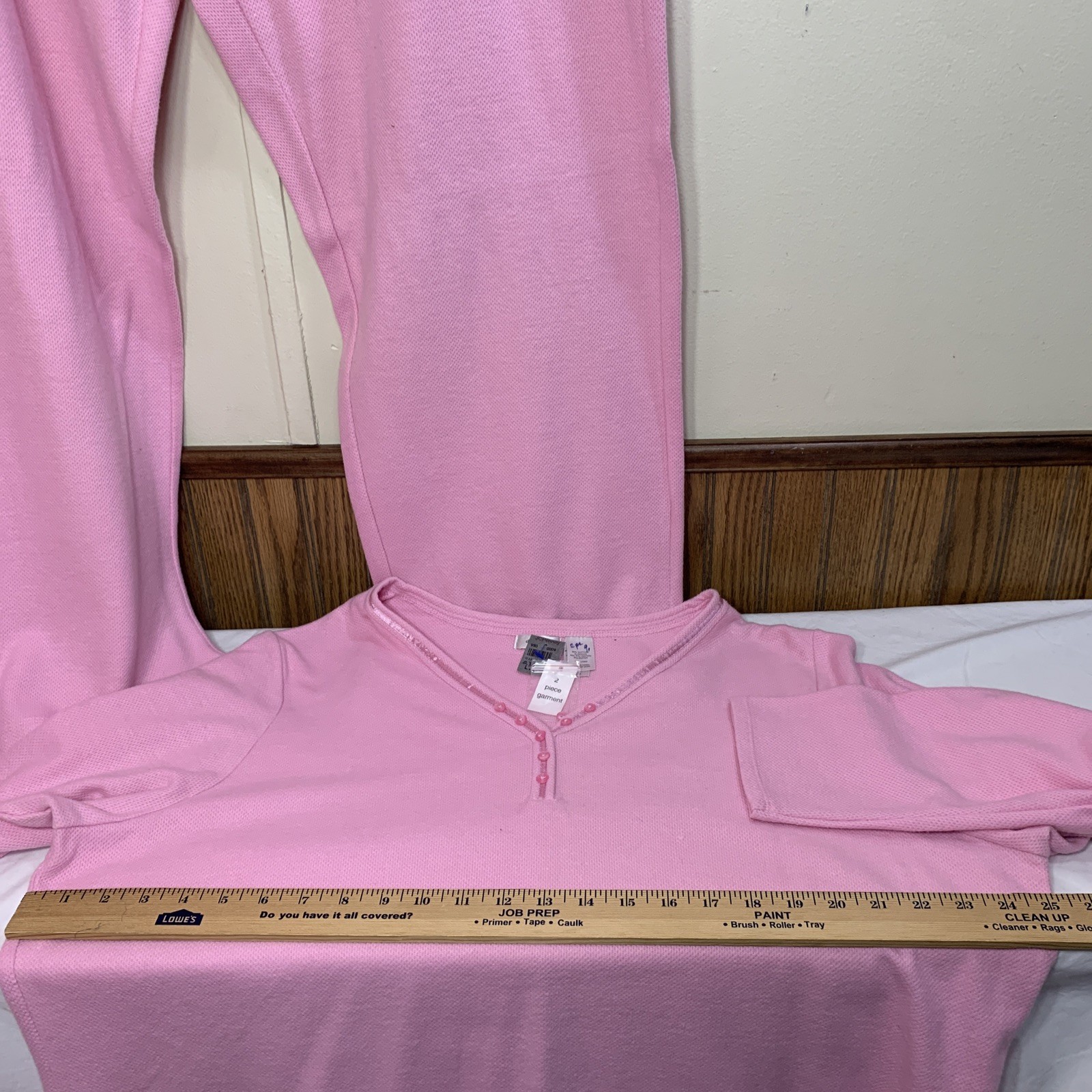 Vintage Lounge Set Pajamas XXL Soft Textured Knit V Neck Pull On Pants 2pc