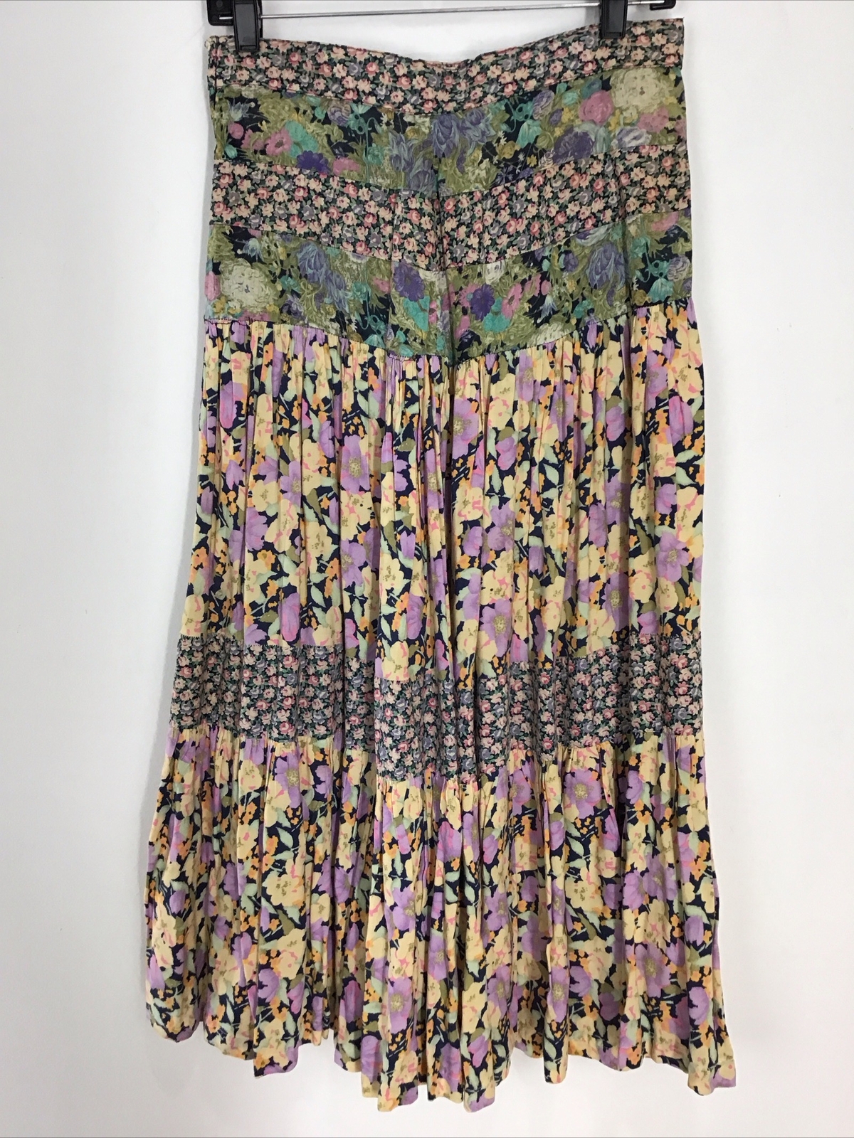 Vintage Jane Schaffhausen For Belle France Floral Tiered Midi Skirt Size 10