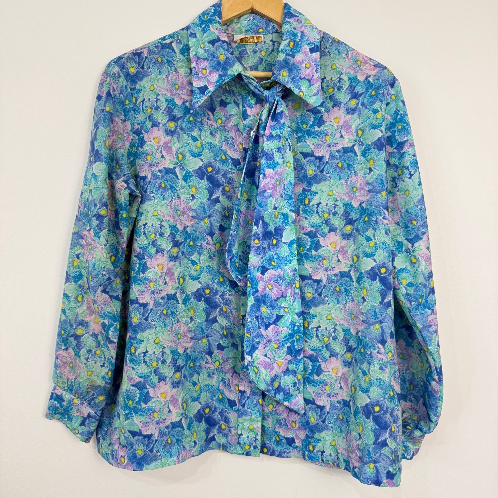 Vintage Lori Lynn Watercolor Floral Blouse Womens Size 18 Coastal Gramdma Chic