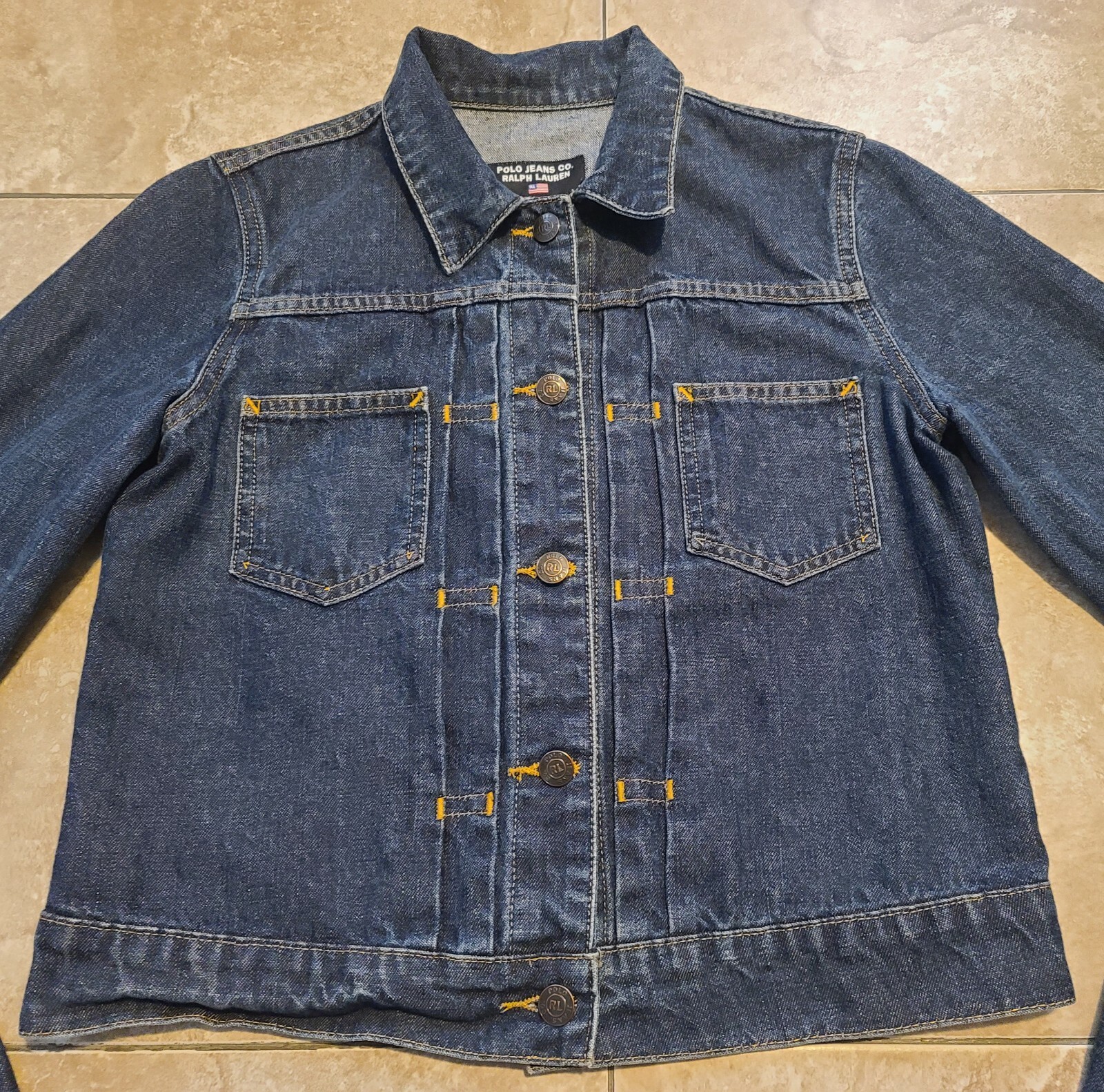 VTG Ralph Lauren Polo Denim Jean Jacket Coat Type 2 Pleated Cuffed Womens M