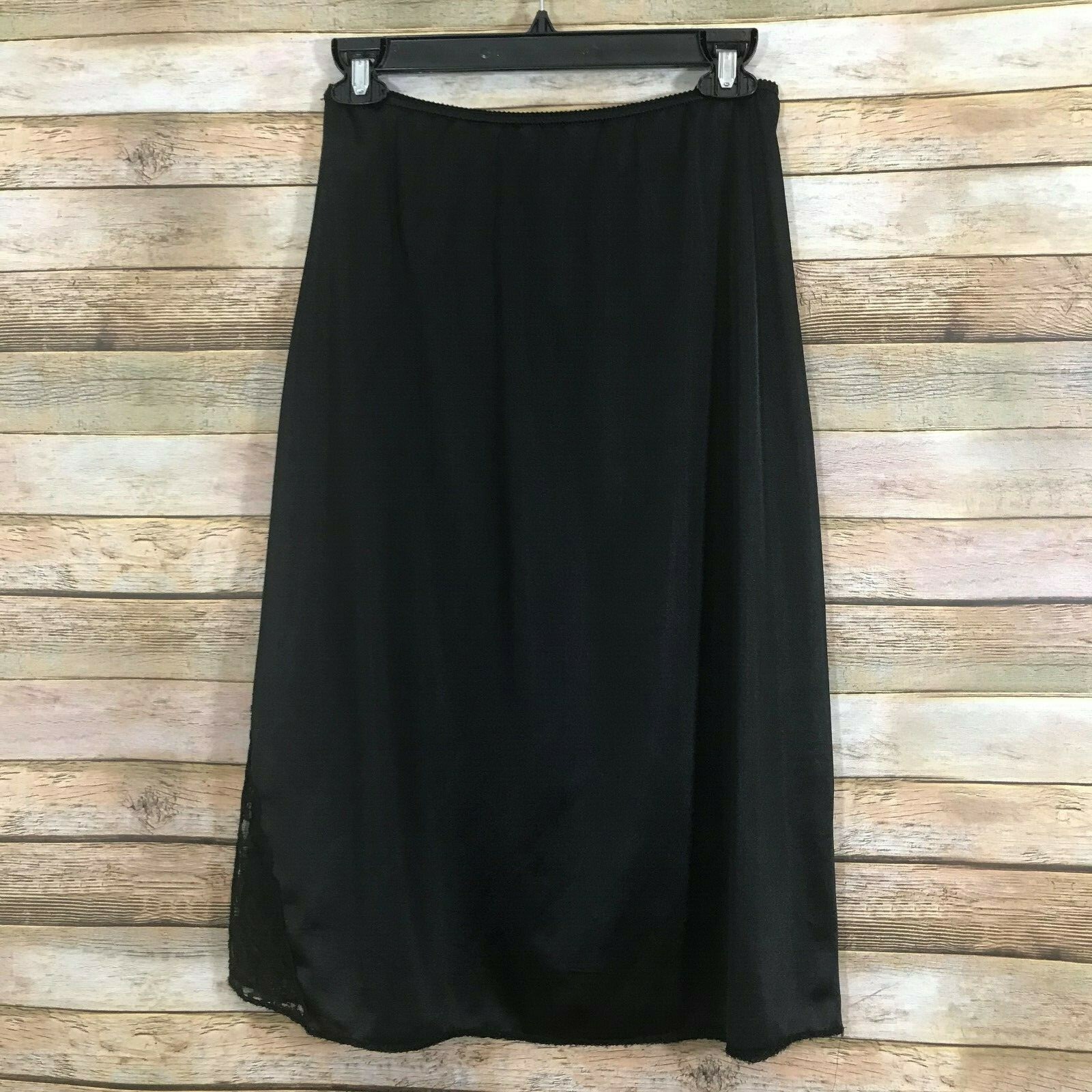 MAIDENFORM Womens Vintage Sweet Nothings Black Nylon Half Slip Size M 27 inch