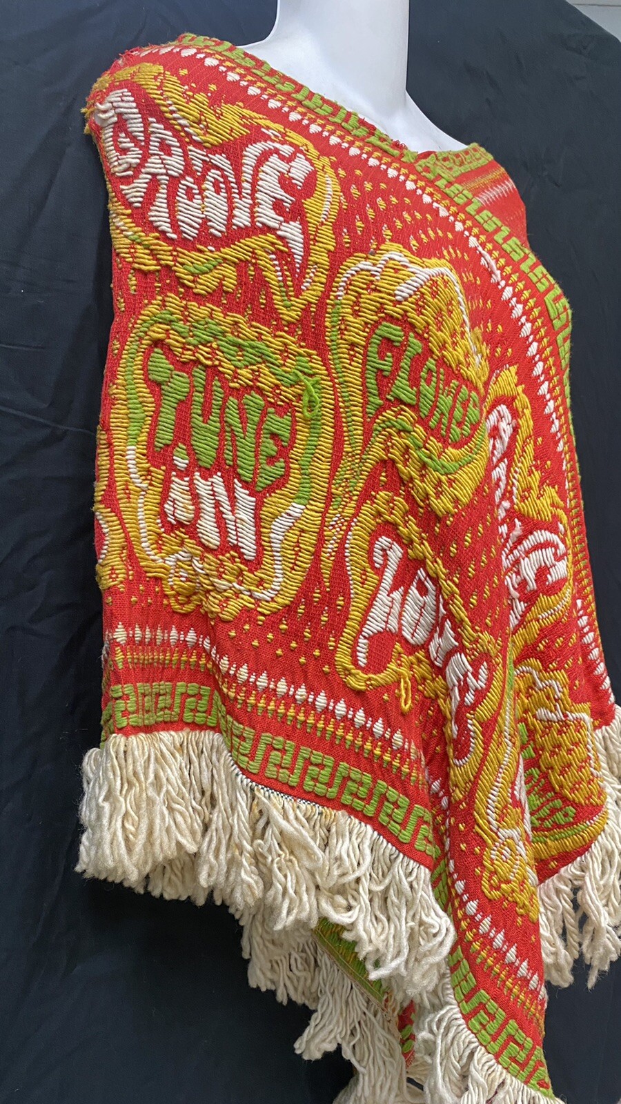 OOAK 1960s MADE IN GREECE Hippie Boho Groovy Woodstock ￼Fringed Shawl Handmade