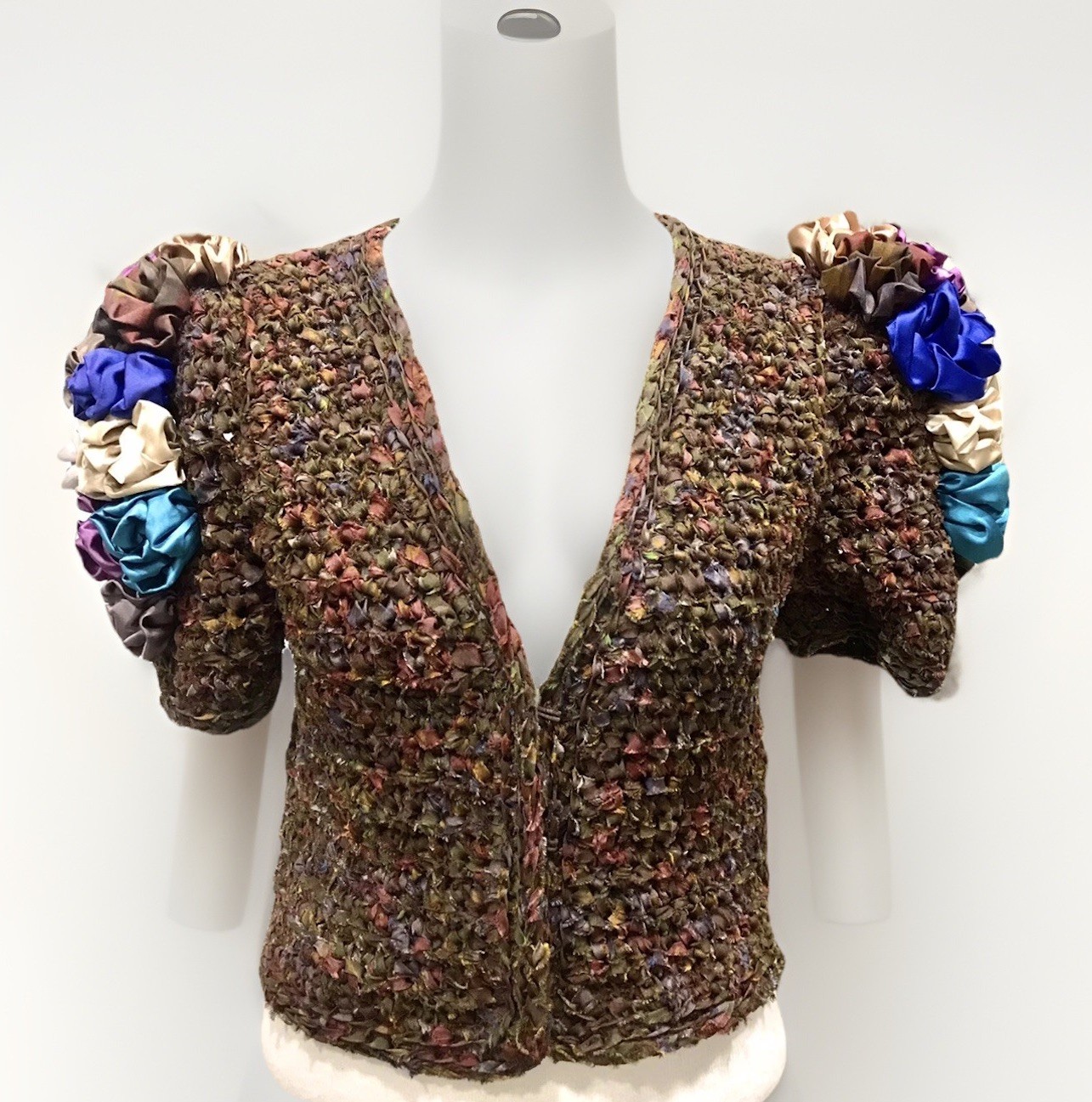 Vintage 80’s Estelle Gracer Fiber Artist Art-to-Wear Handwoven Cardigan Knit