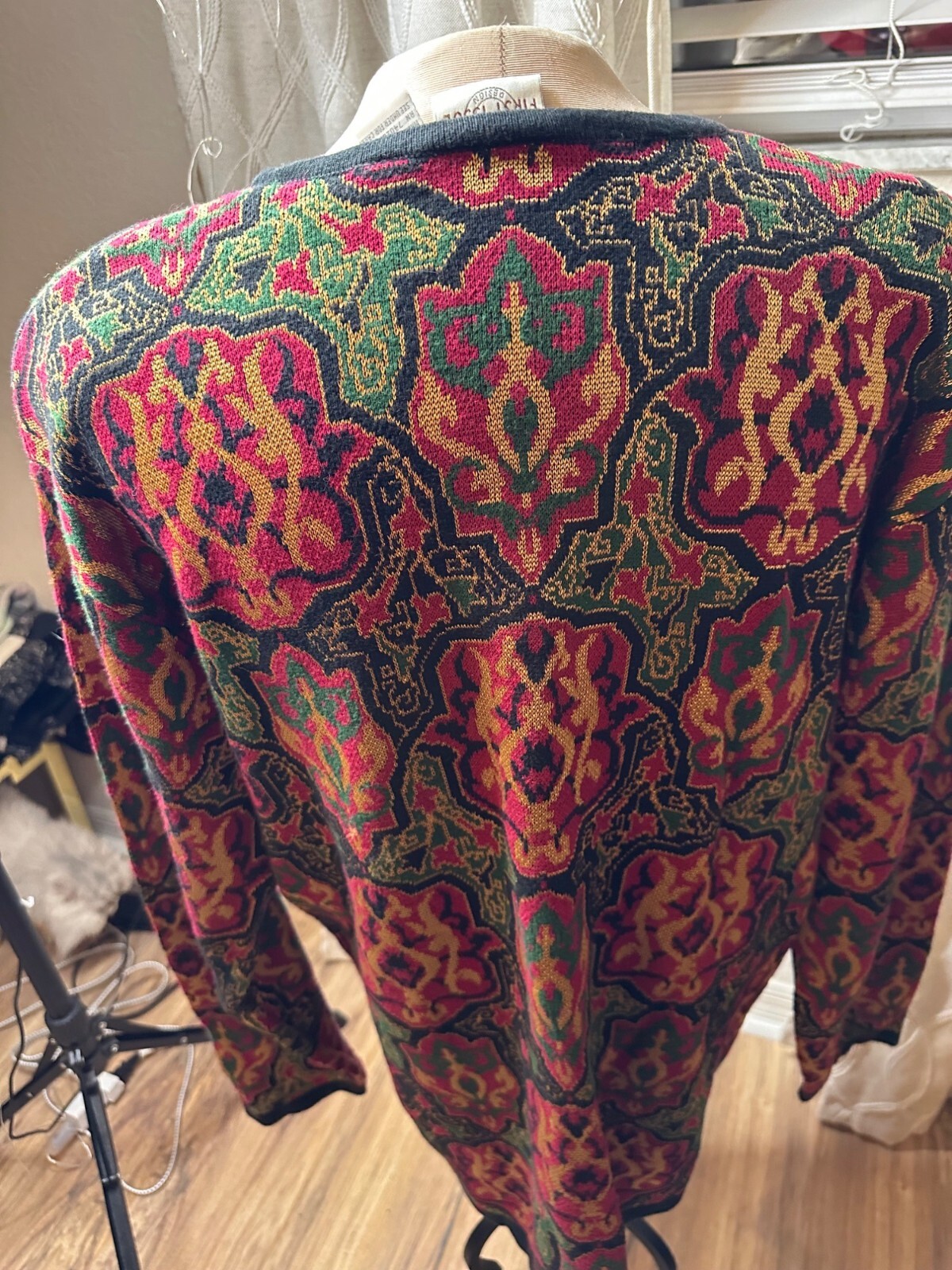 VTG 80s 90s Tapestry-Jumper Sweater Shoulder pads Retro cotton blend Grannycore