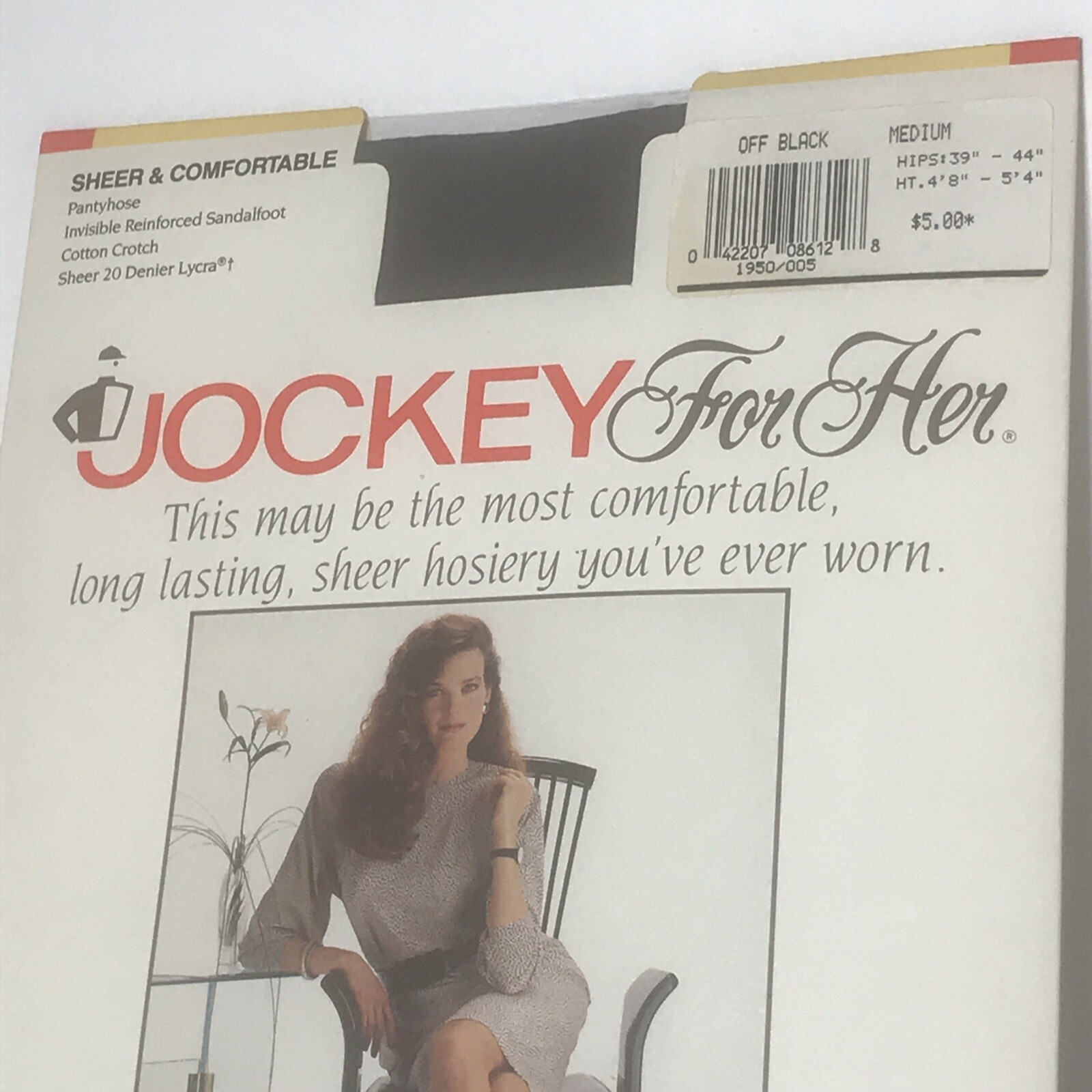 VINTAGE 1991 Jockey For Her Sheer & Comfortable Pantyhose Off Black Sz Medium