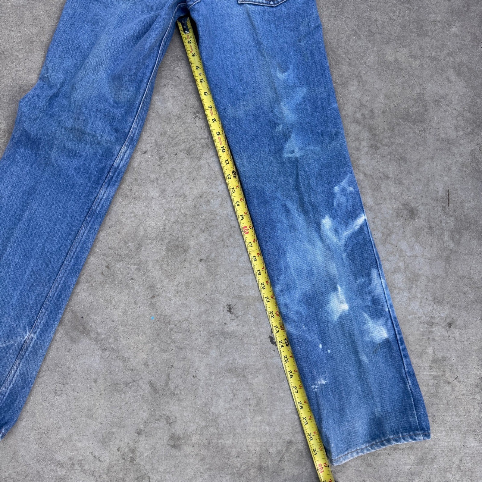 Vintage 70s Plain Pockets JCPenney Blue Bleached Straight Leg Jeans Womens 28×32