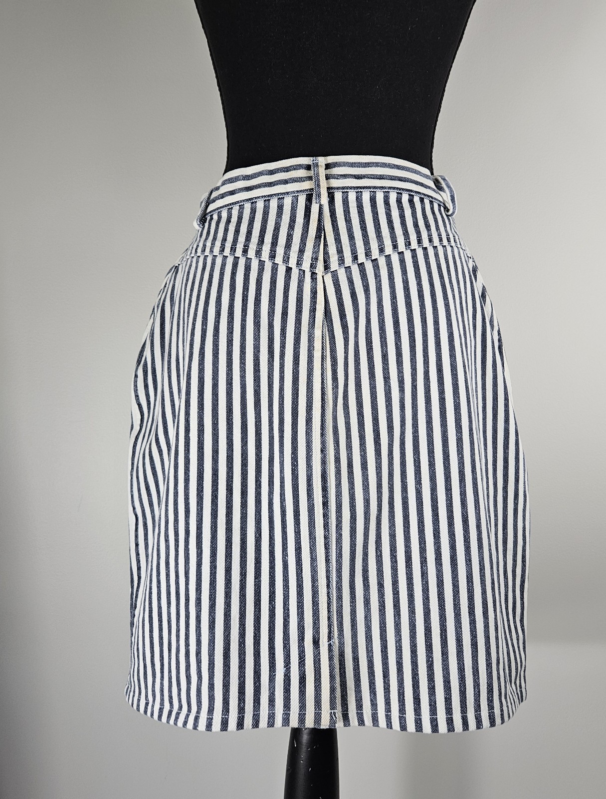 70s 80s Vintage HELIUM Striped PENCIL DENIM SKIRT USA SIZE 11 TALON 42 ZIPPER