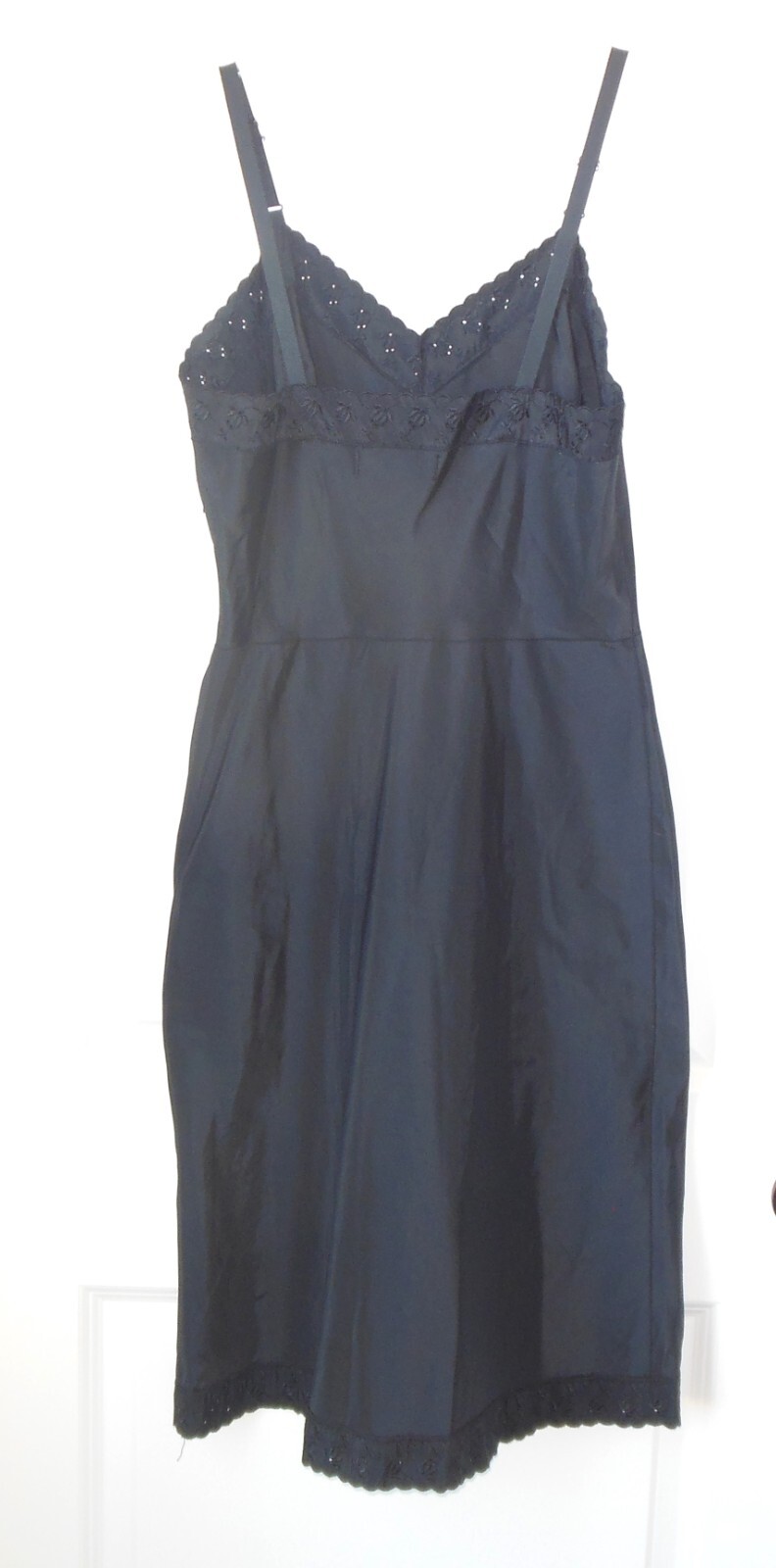 Ariel Barbizon Full Slip sz 12 Black Tafredda Bias Cut Vtg 1950’s Adj Straps