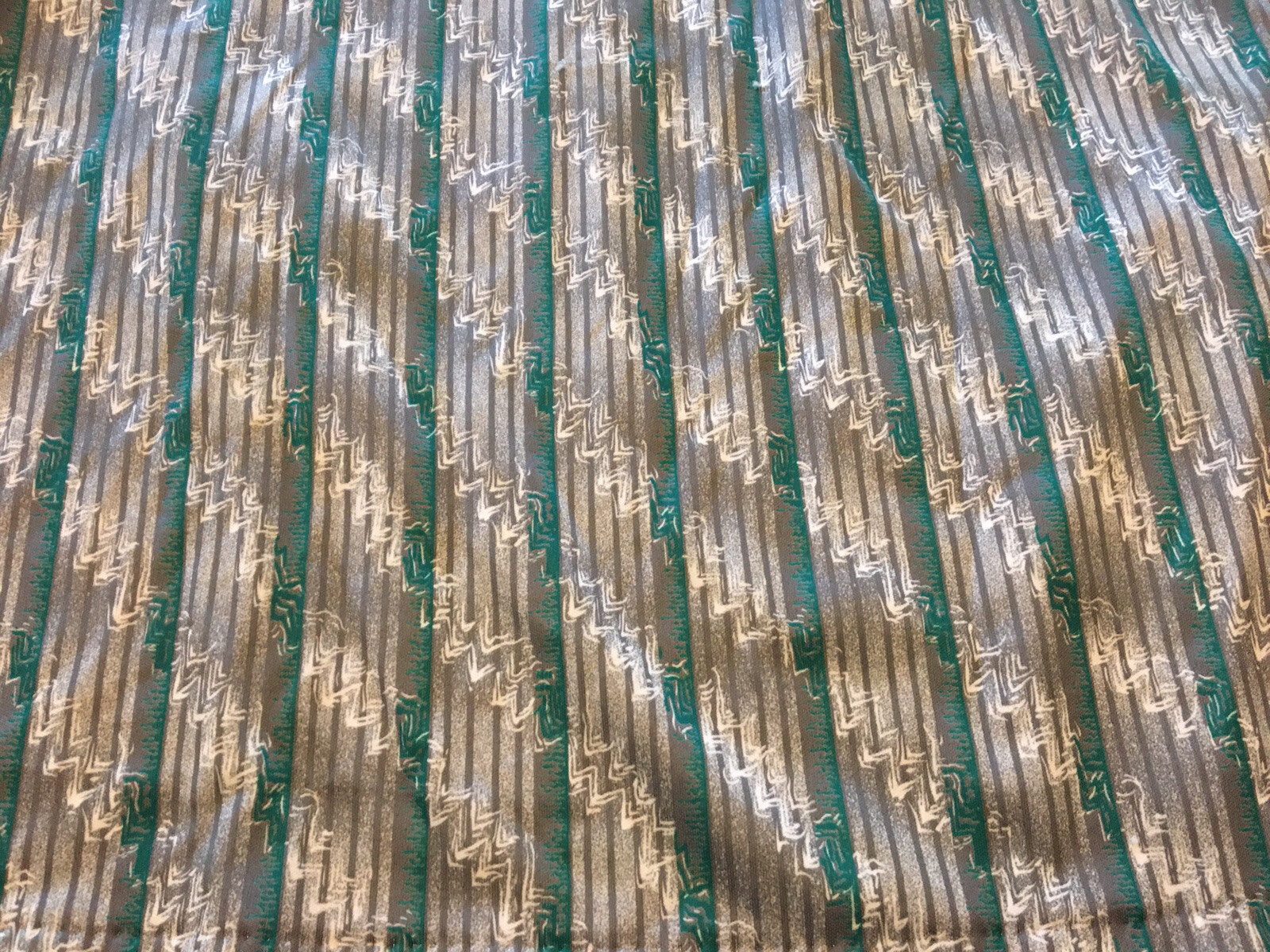 Vintage 1980s Shirt Retro Geometric Abstract Stripes Green Teal Silver Womens L
