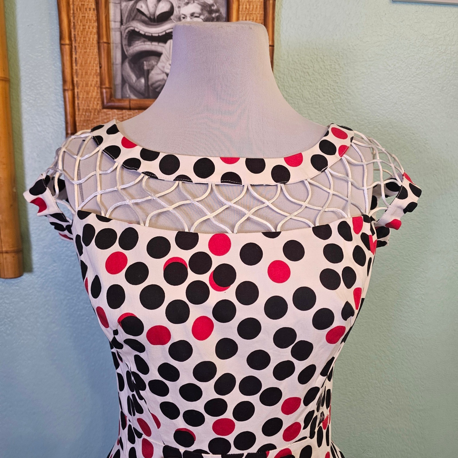 Tatyana Alika Polka Dot Fit Flare Dress XL Retro Rockabilly Pinup