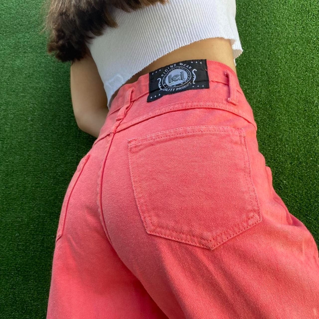 Vintage 90s Orange High Waisted L.e.i. Jeans Low-cut Front Pockets 28″