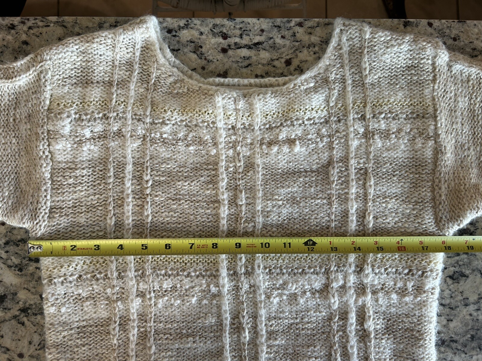 Vintage Beldoch Popper Knit Acrylic Sweater Junior L Women’s S Beige Tan White