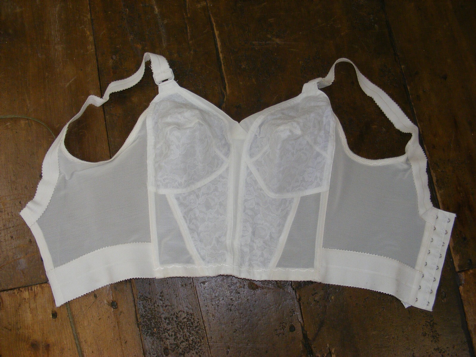 60S LONG LINE BRA PLAYTEX 36B #259 LIVING STRETCH BRA DEADSTOCK IN BOX LACE CUPS