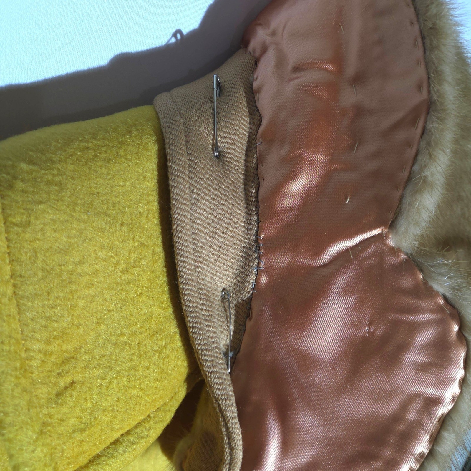 Vintage Kerrybrooke Sears Mustard Yellow Fur Collar Dble Breasted Coat 44 Chest