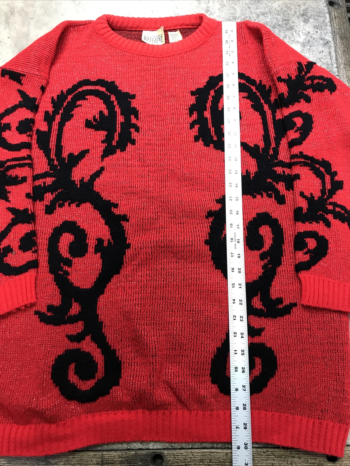 Distinctly Different Vintage Sparkle Sweater Size 2XL Maybe Red Black Fast Ship!