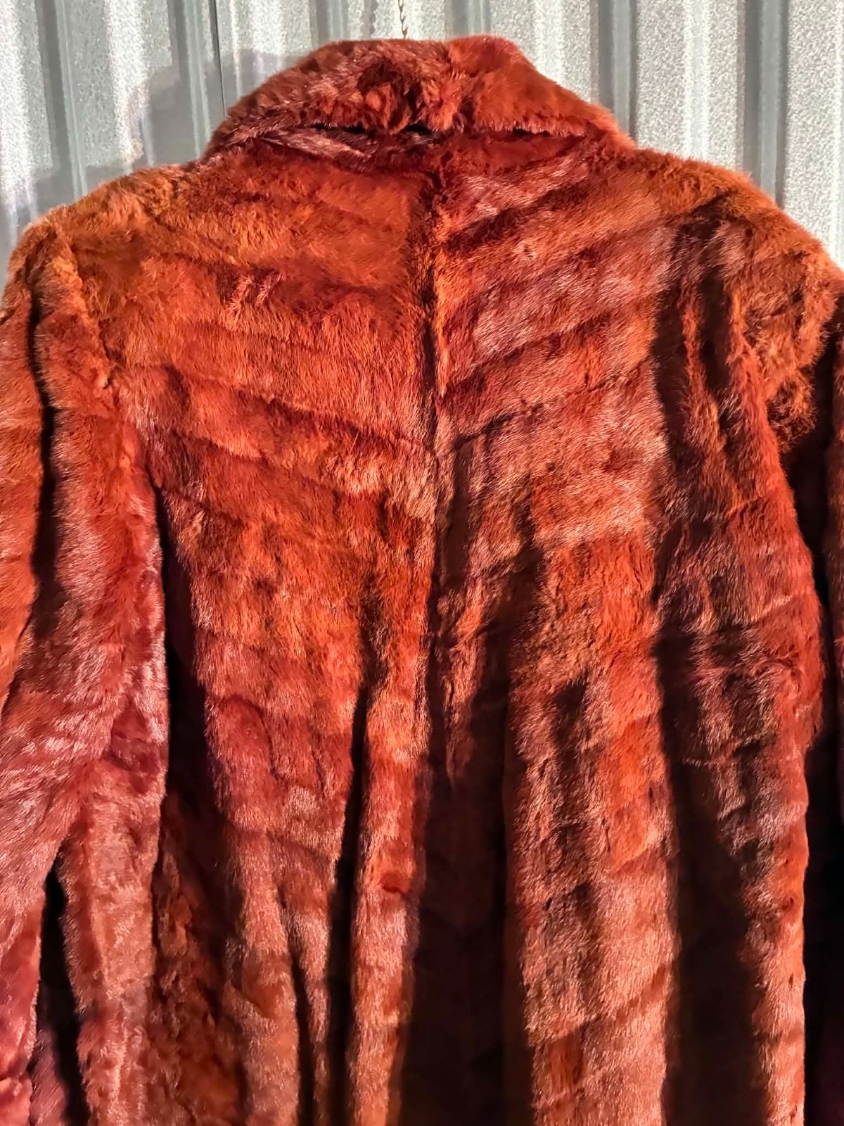 Vintage Cinnamon Brown Genuine Mink Fur Stroller Swinger Long Coat Size L/XL