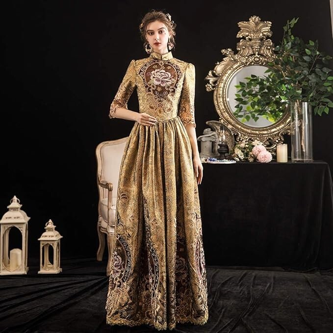 KEMAO Victorian Ball Gown Costume 18th Century Wedding Party Court Dress