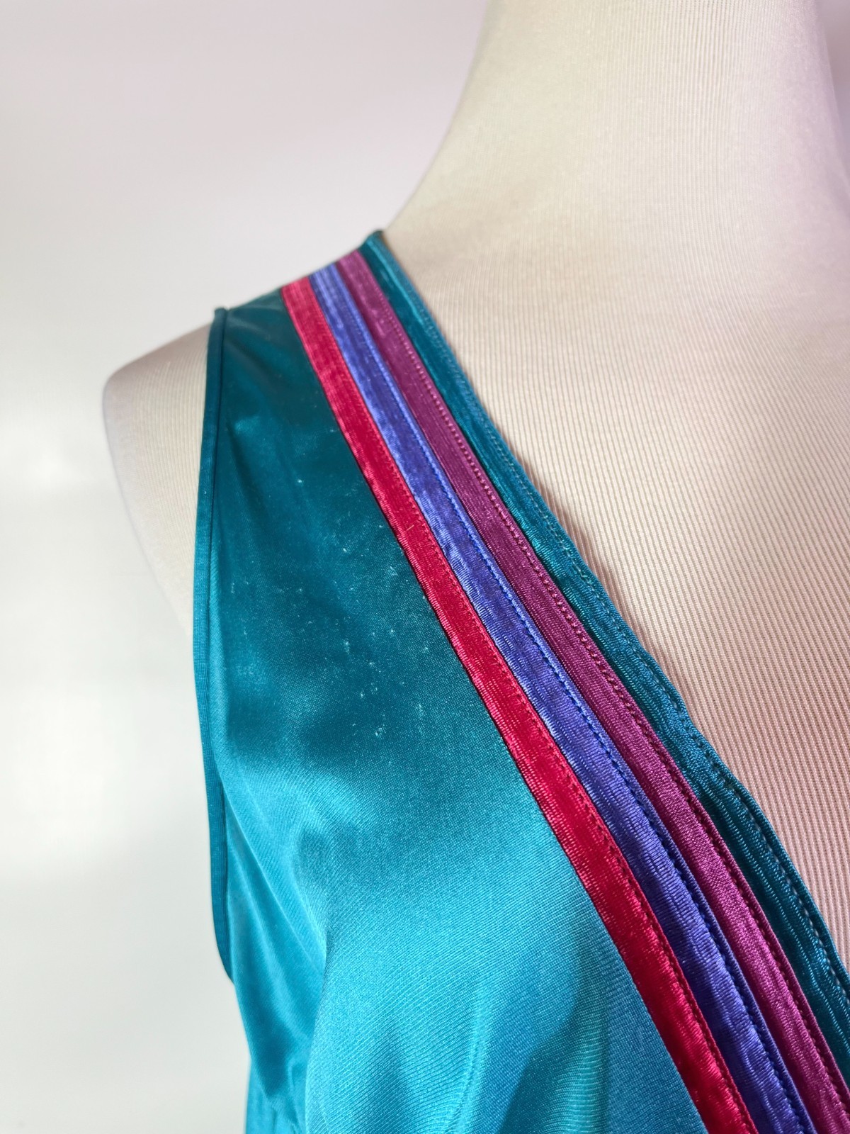 Vintage Gilead Size M Teal Nylon Nightgown Sleeveless *Wear