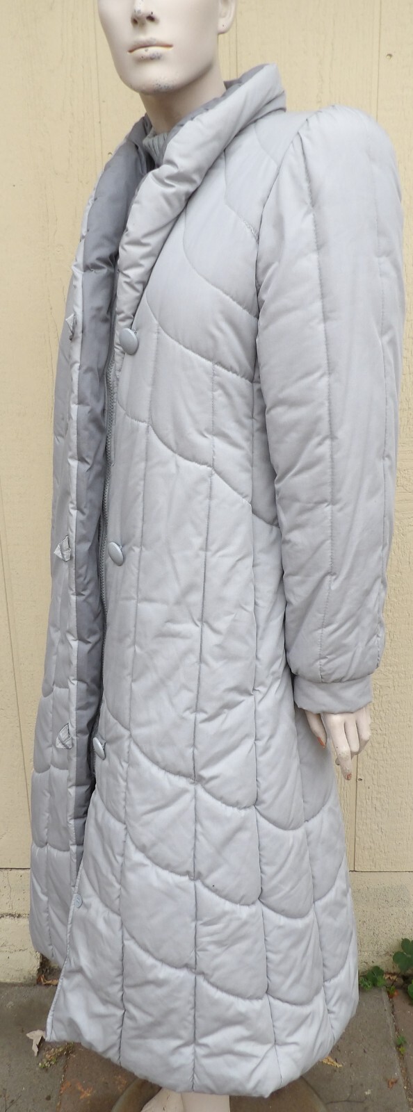 Vintage J Gallery Puffer Long Gray Warm Winter Coat Size Large
