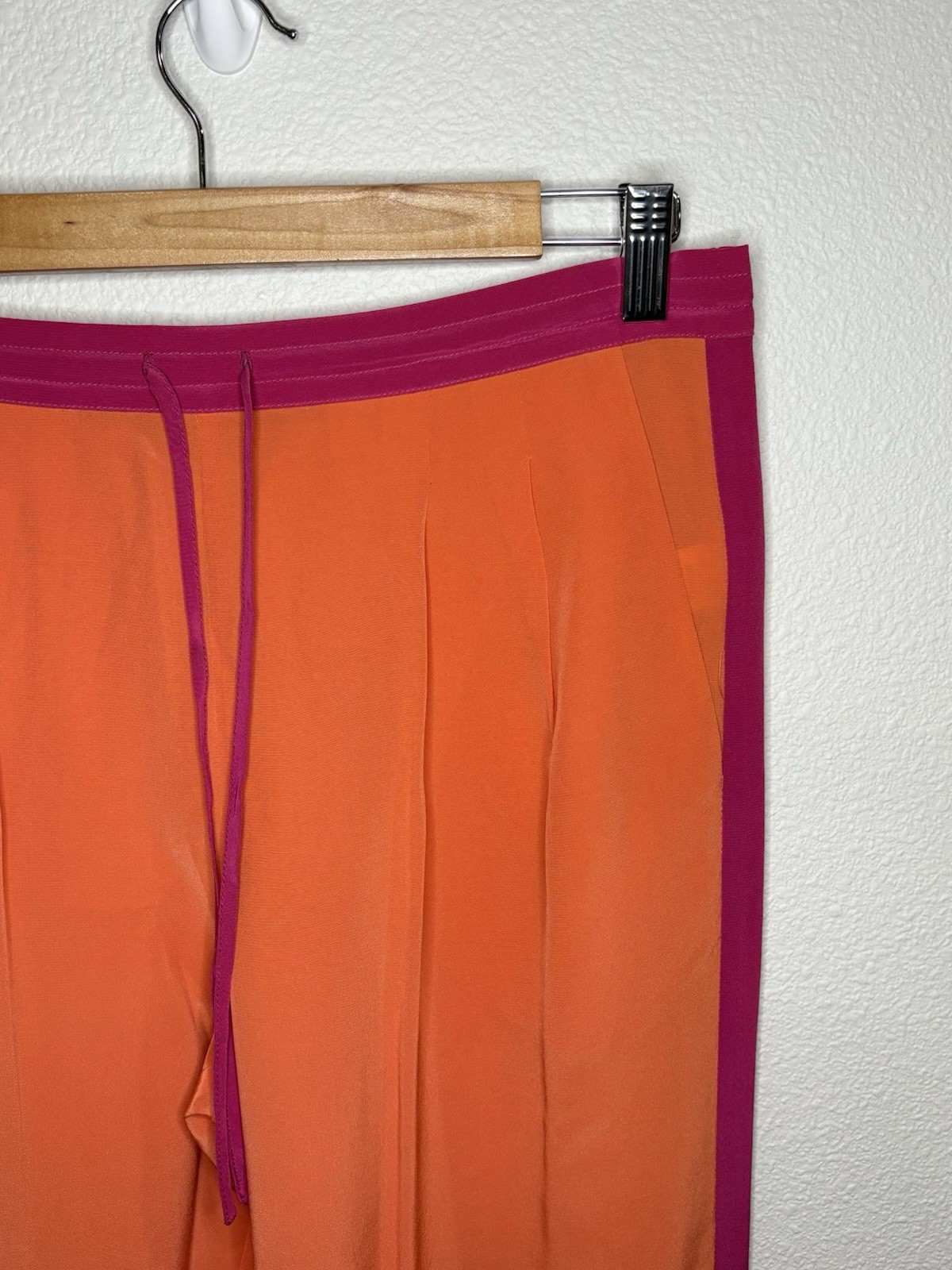 100% Silk Twelfth Street By Cynthia Vincent Orange & Pink Pants Size S