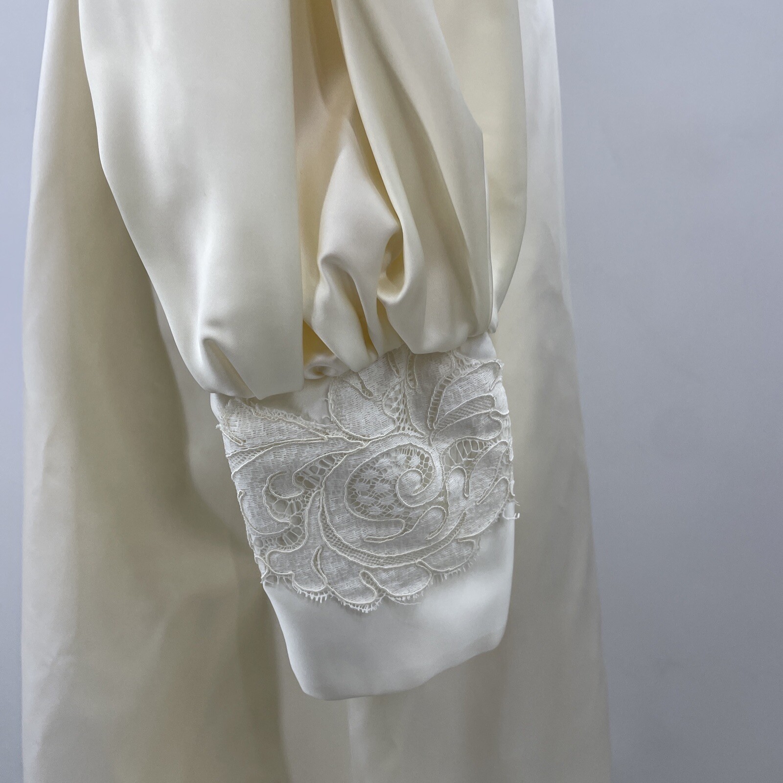 1950s Vtg Edythe Vincent Alfred Angelo Ivory Lace Long Sleeve Wedding Dress