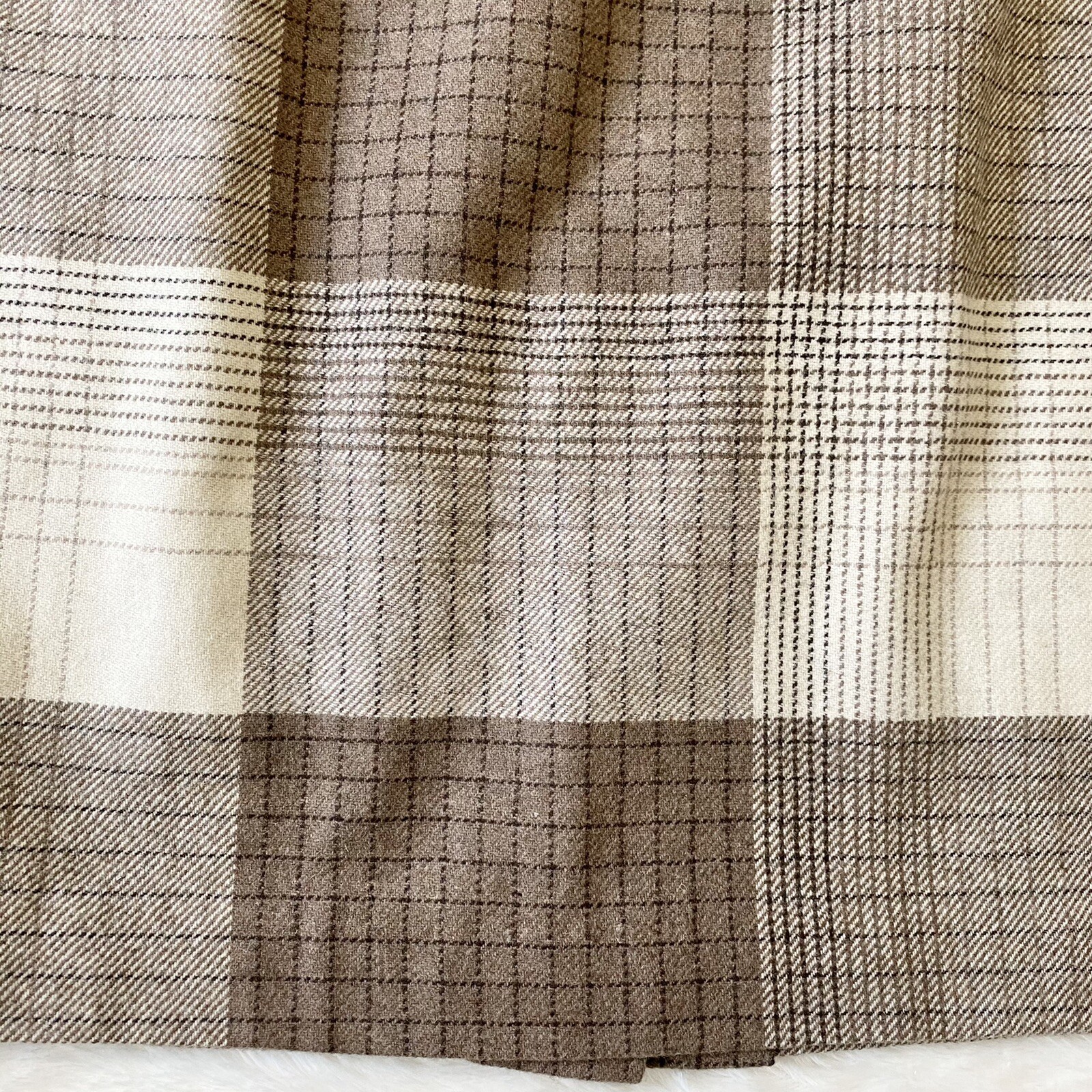 Prestige Of Boston Vintage Plaid Wool Pencil Skirt Beige & Cream Size 14 Classic
