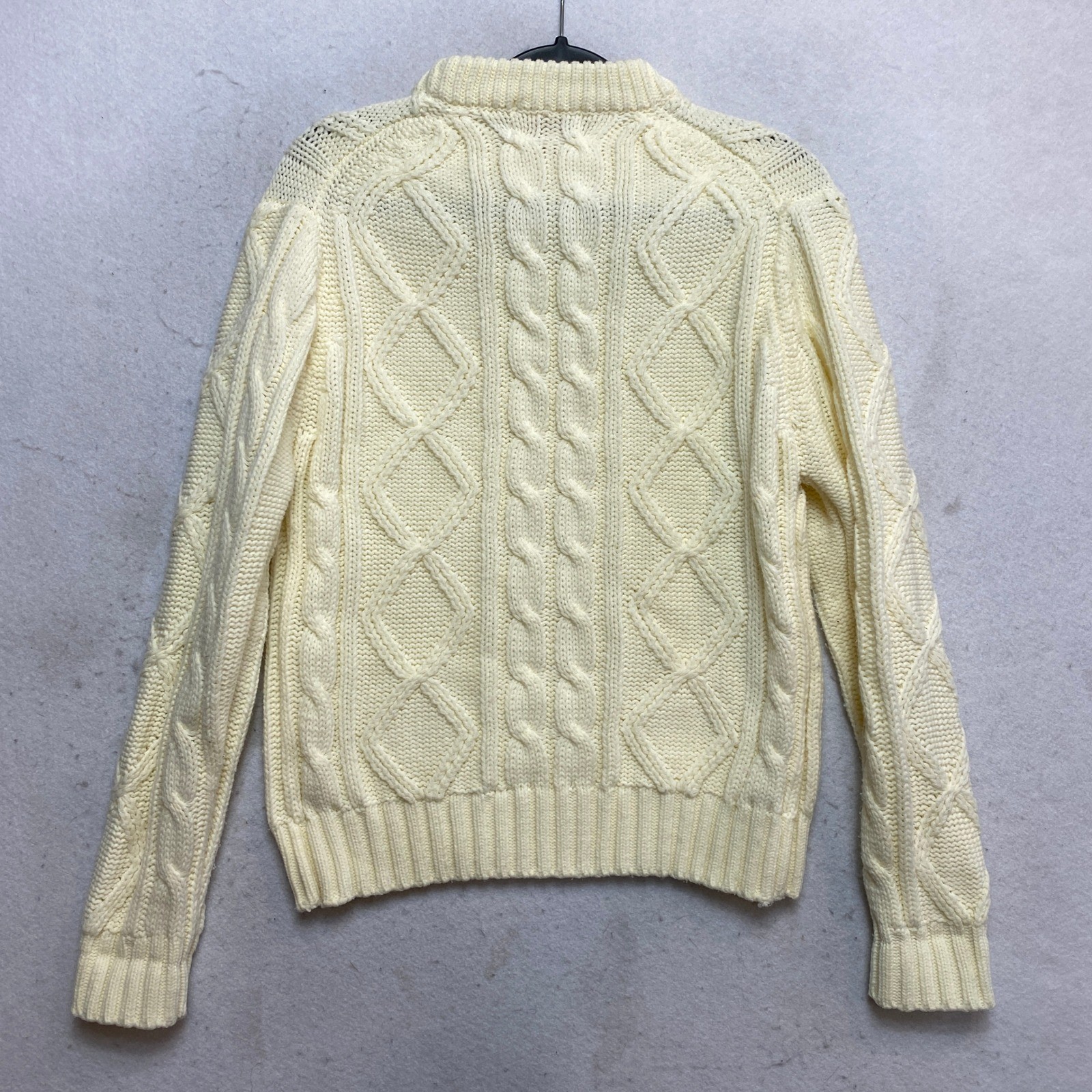 Sears Kings Road Sweater Womens Medium Cream Vintage Crewneck Ivory Cable Knit
