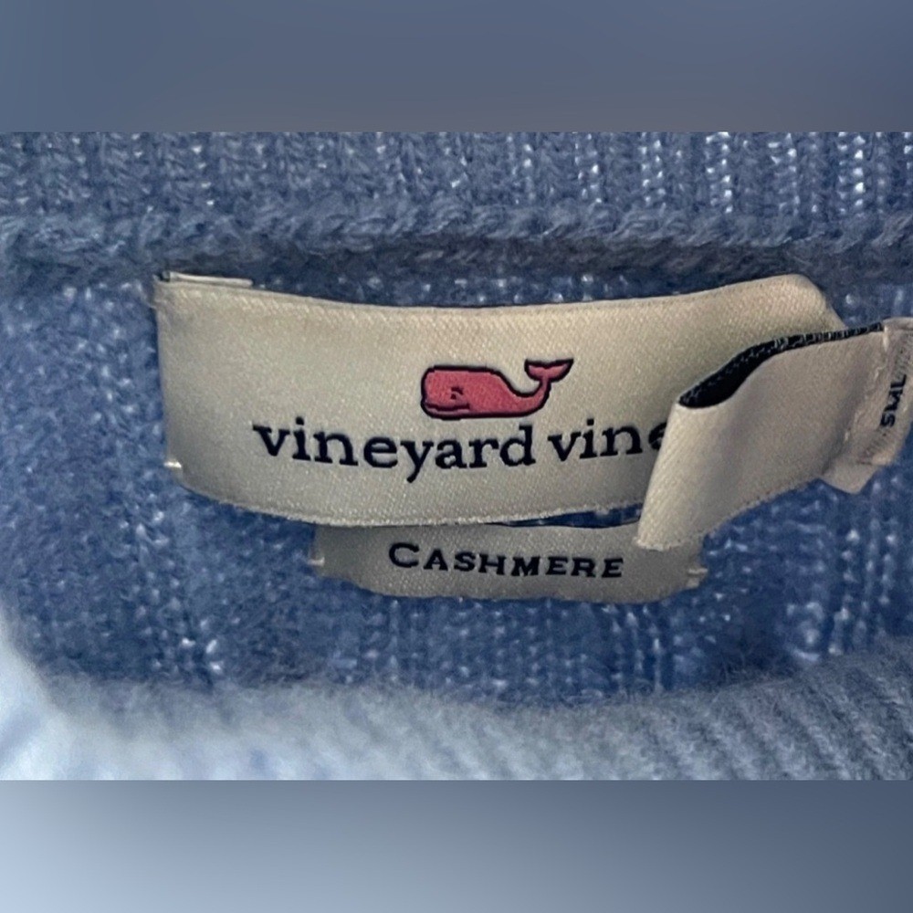 Vineyard Vines Blue Cable-Knit 100% Cashmere Turtleneck Sweater Classic preppy