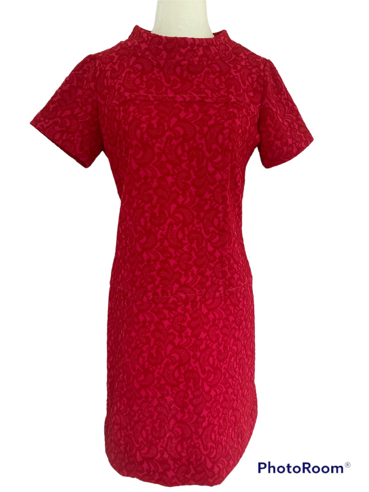Vintage 60s College Girls NY Space Age MOD Textured Knit Stewardess Mini Dress S