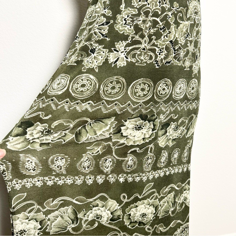 Vintage Green Boho Festival Witchy Floral Woodland Maxi Skirt Size Small