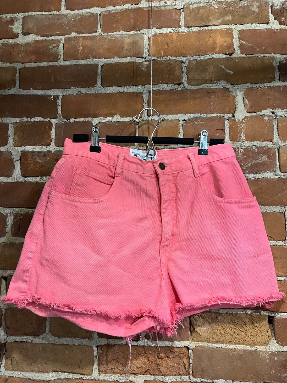 Vintage 90s Neon Pink Made in USA Stratosphere Cut Off Jean Shorts