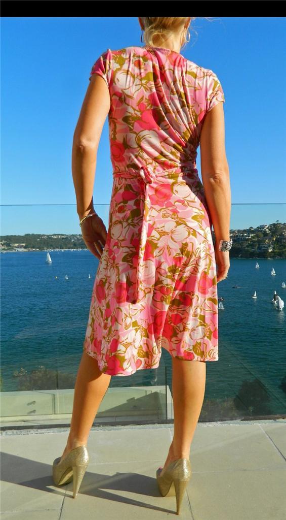 VINTAGE Stitches Petites Sassy Resort Glam Wrap Retro Dress