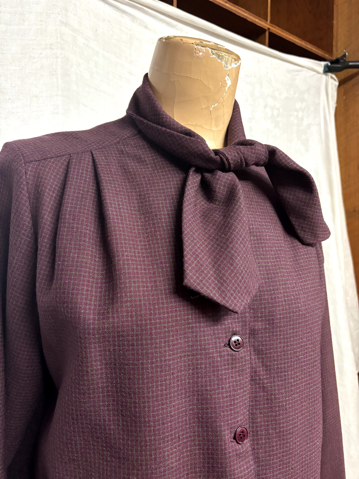 Women’s Vintage 1980s Gerard Darel of Paris Wool Top Blouse Neck Tie
