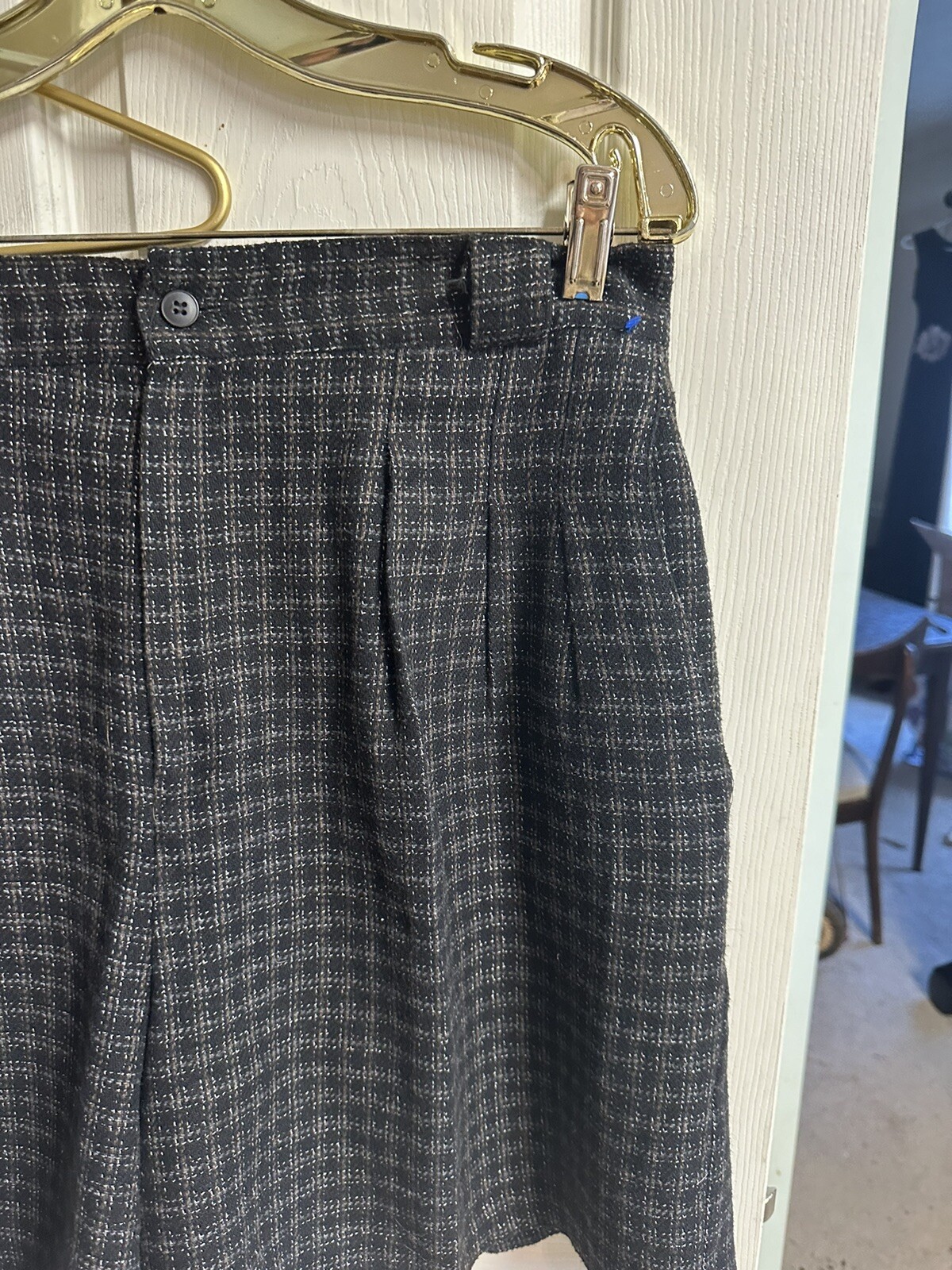 70s Wool Shorts Pants Plaid High Waisted Tailored VTG Academia Large 16 32×20