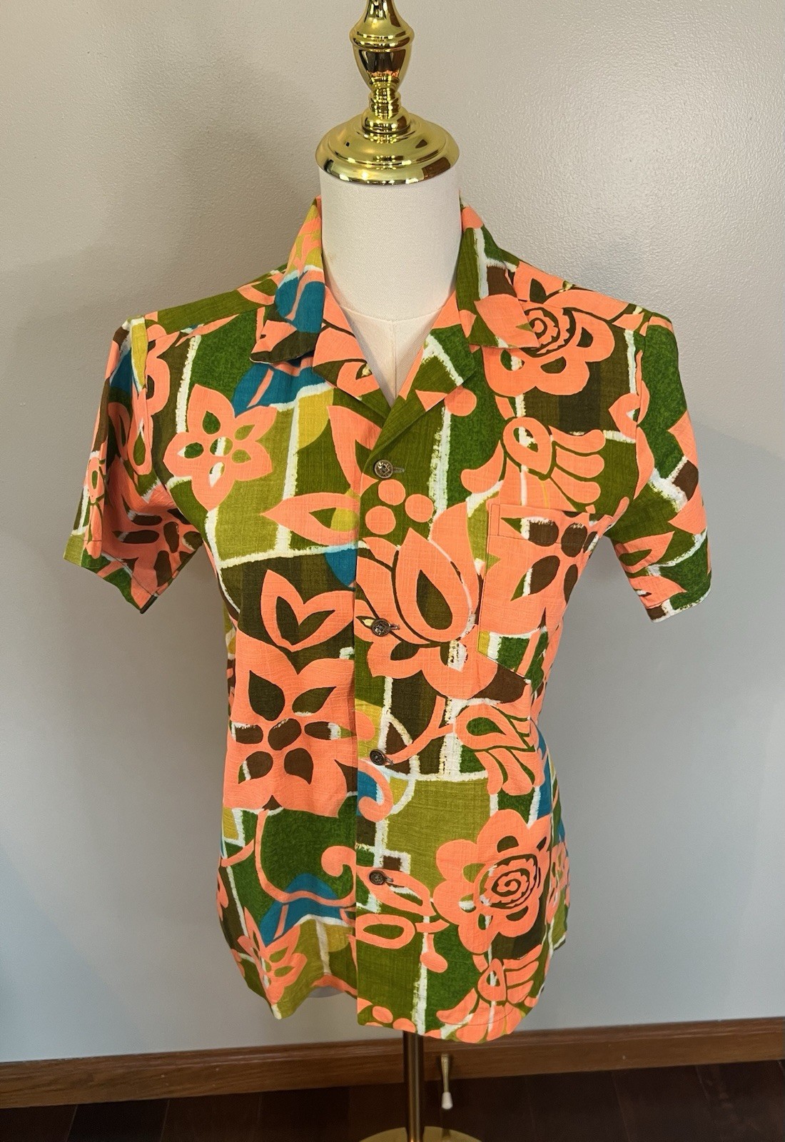 Vintage Ululani Hawaii Floral Hawaiian Aloha Shirt Womens Tiki See Measurements