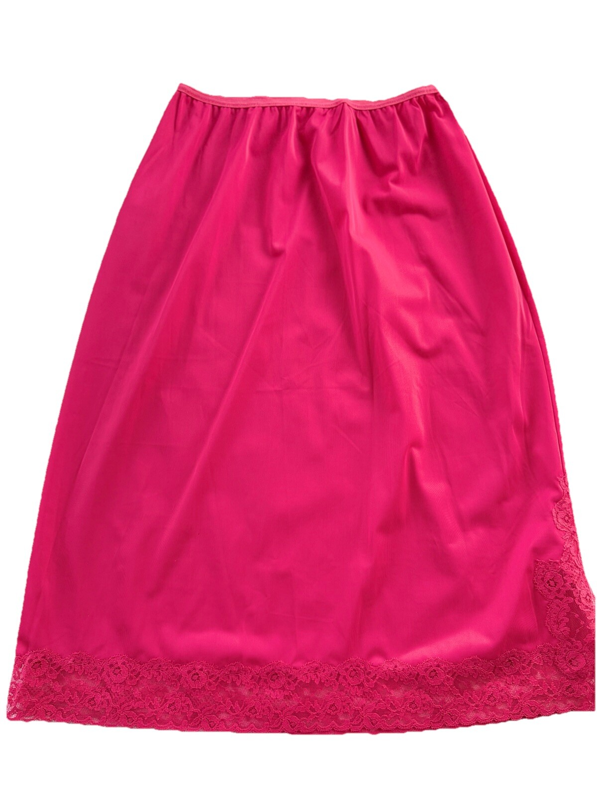 Vtg Half Slip Rogers 50’s Pristine UNWORN Nylon & Lace Magenta Dark Hot Pink M