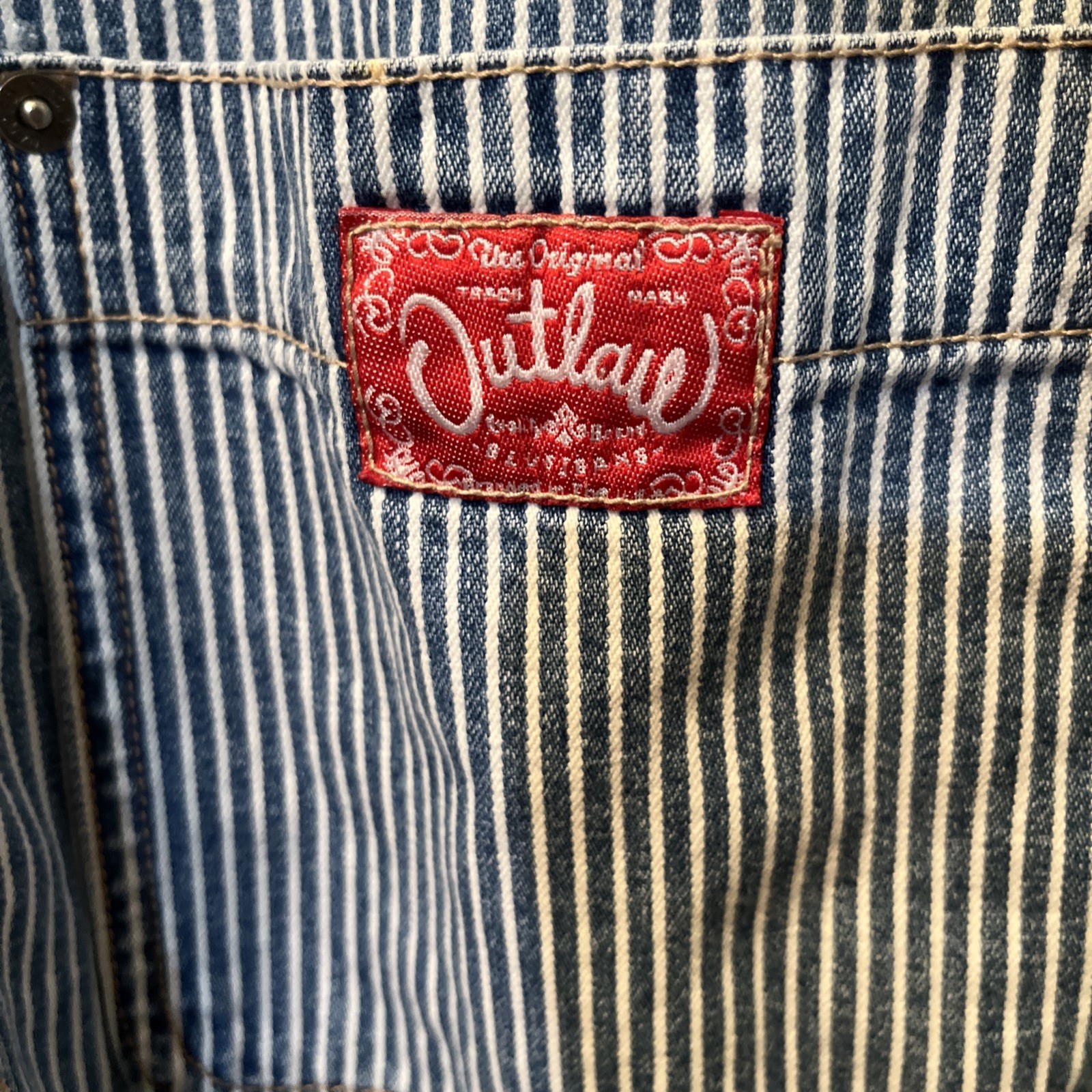 Vintage The Original Outlaw Railroad Conductor Stripe Overall Jumper Size Large