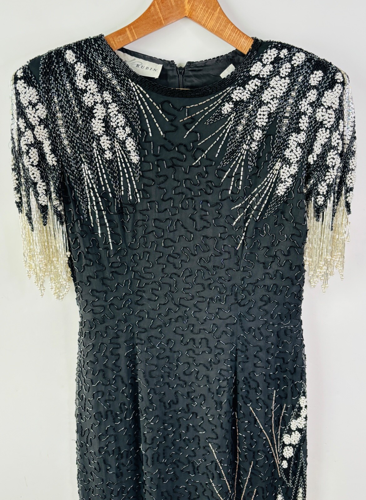 VTG 80’S LILLIE RUBIN EMBELLISHED BEADED SEQUIN EVENING COCKTAIL DRESS GOWN*S