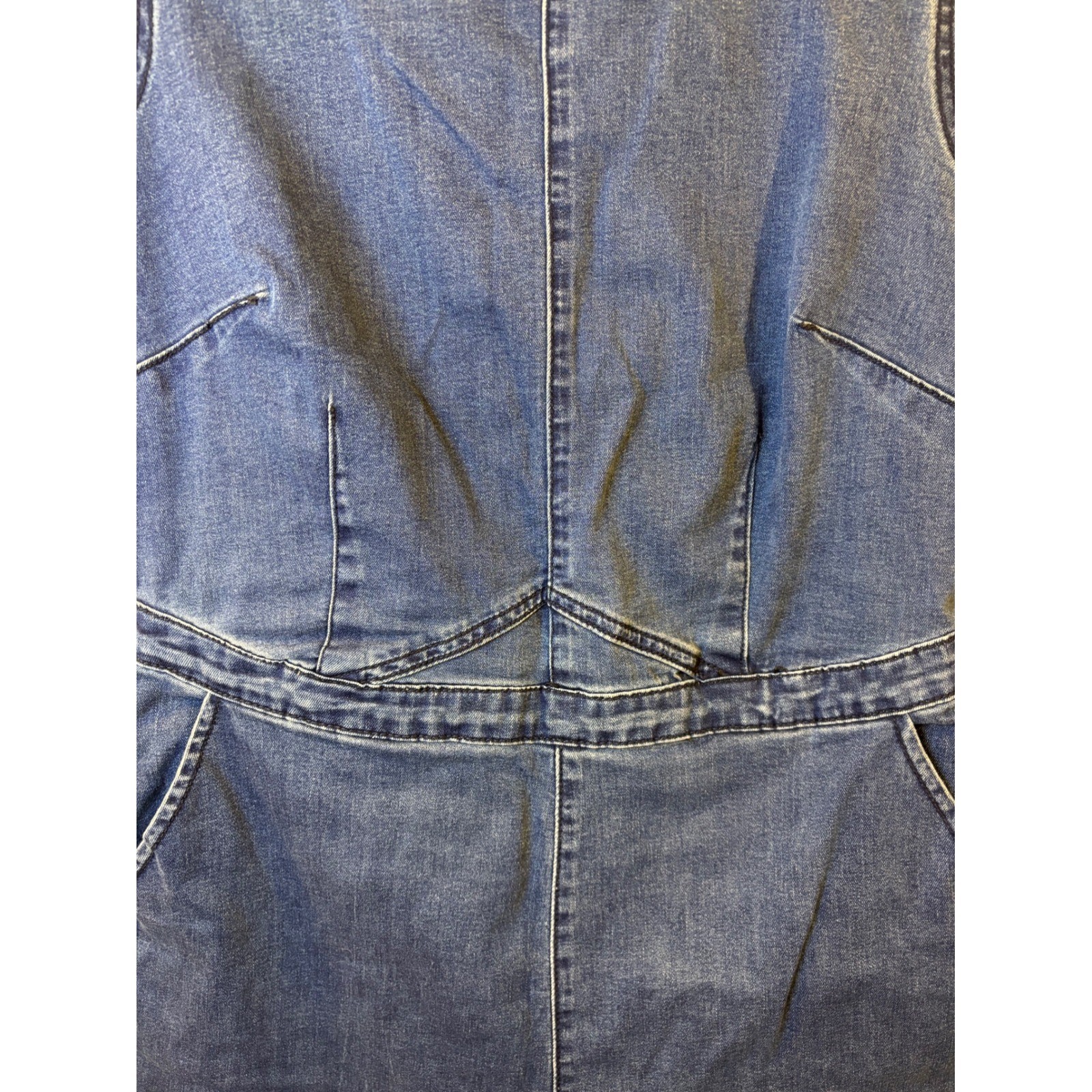VTG Ashley Stewart Stretch Denim Jumpsuit 14 Culotte Cropped