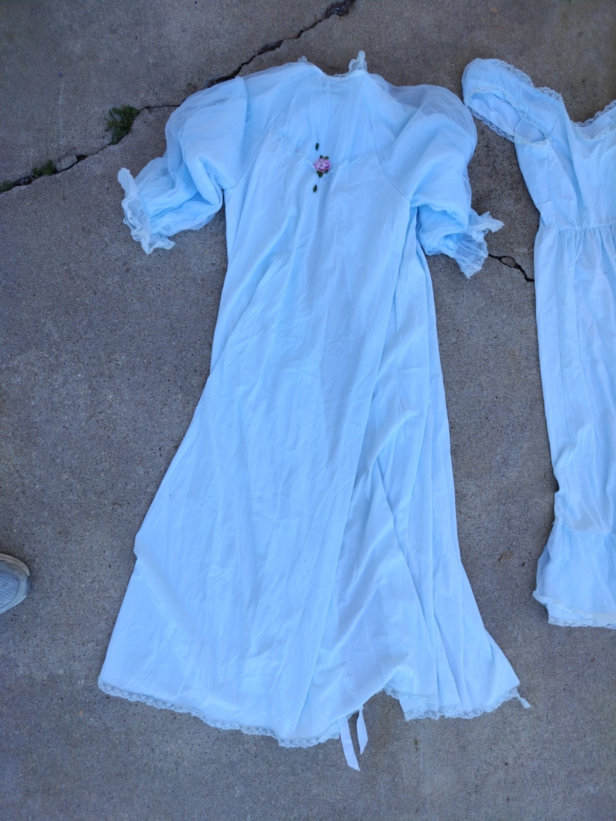 Vintage Laros Nightgown Robe Set Light Blue Small 34