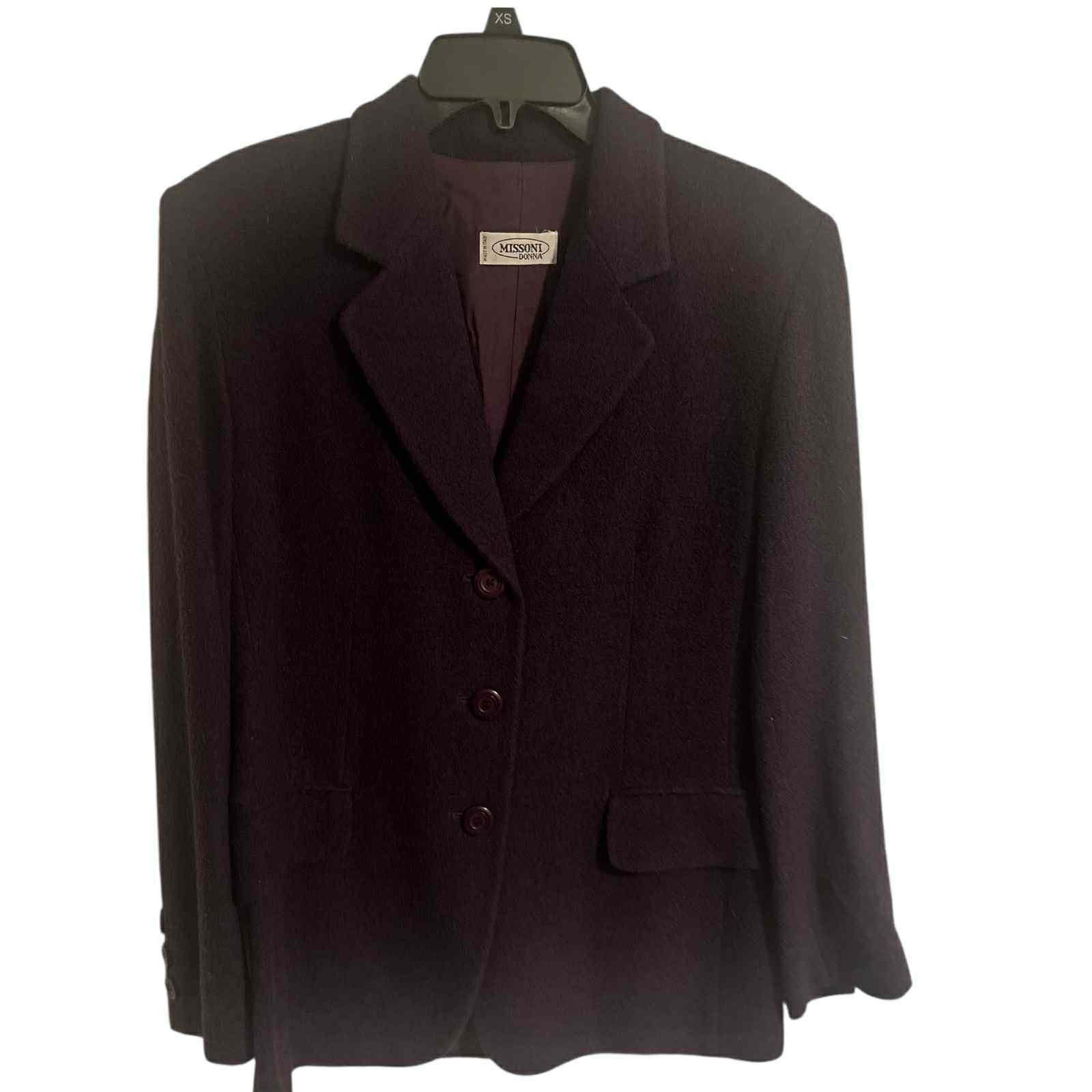Vintage Missoni Donna Wool Skirt Suit Deep Plum Purple Italian Blazer & Skirt 6