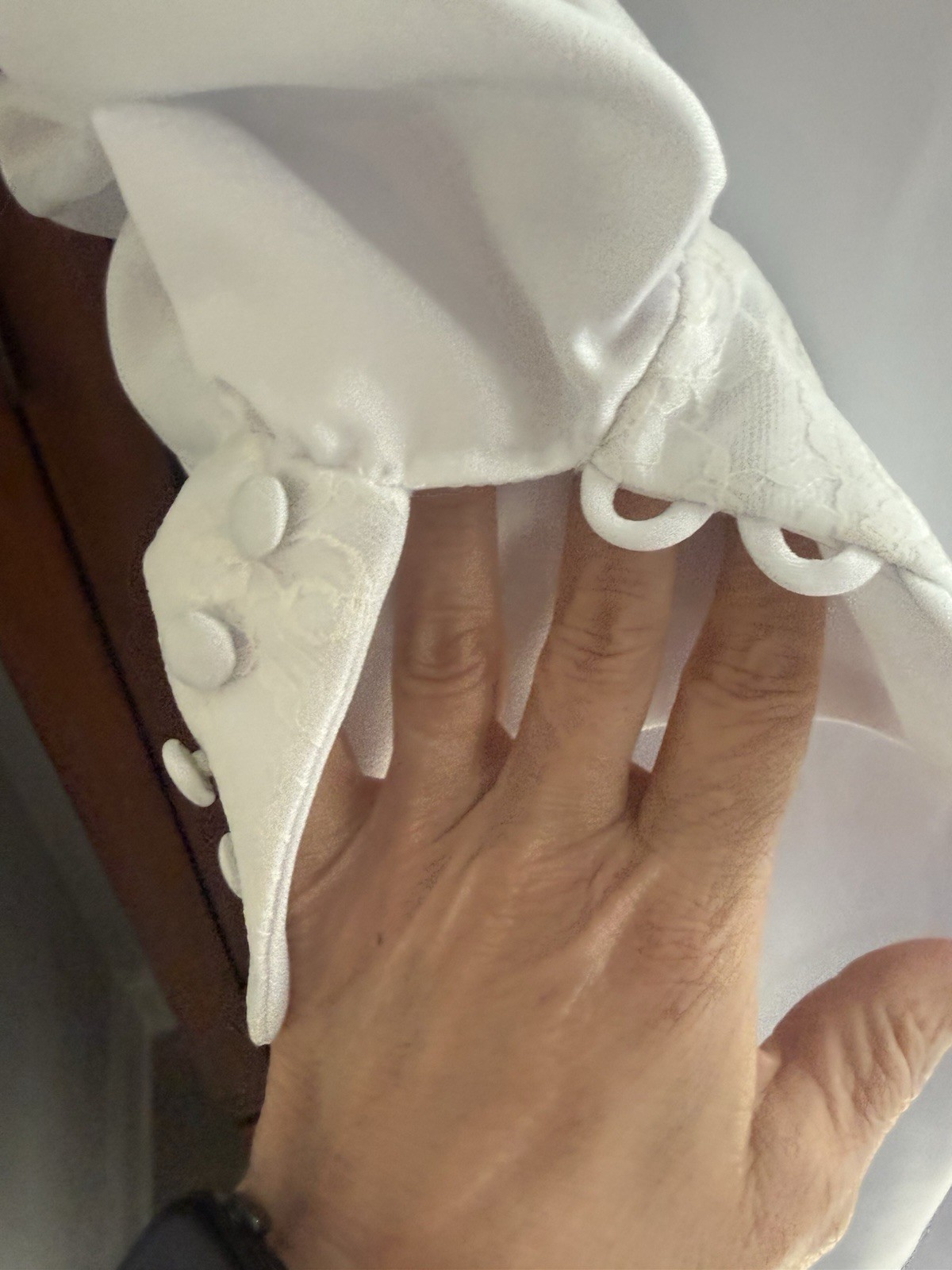 Handsewn 70s Prairie High Neck Wedding Dress Long Puff Sleeves Fits S Train