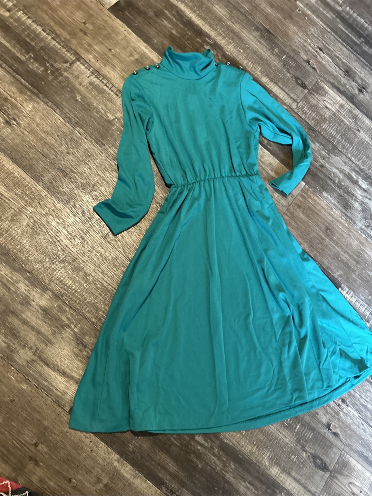 Vintage Impromptu Teal/Turquoise High Neck Dress Size 10 Missy