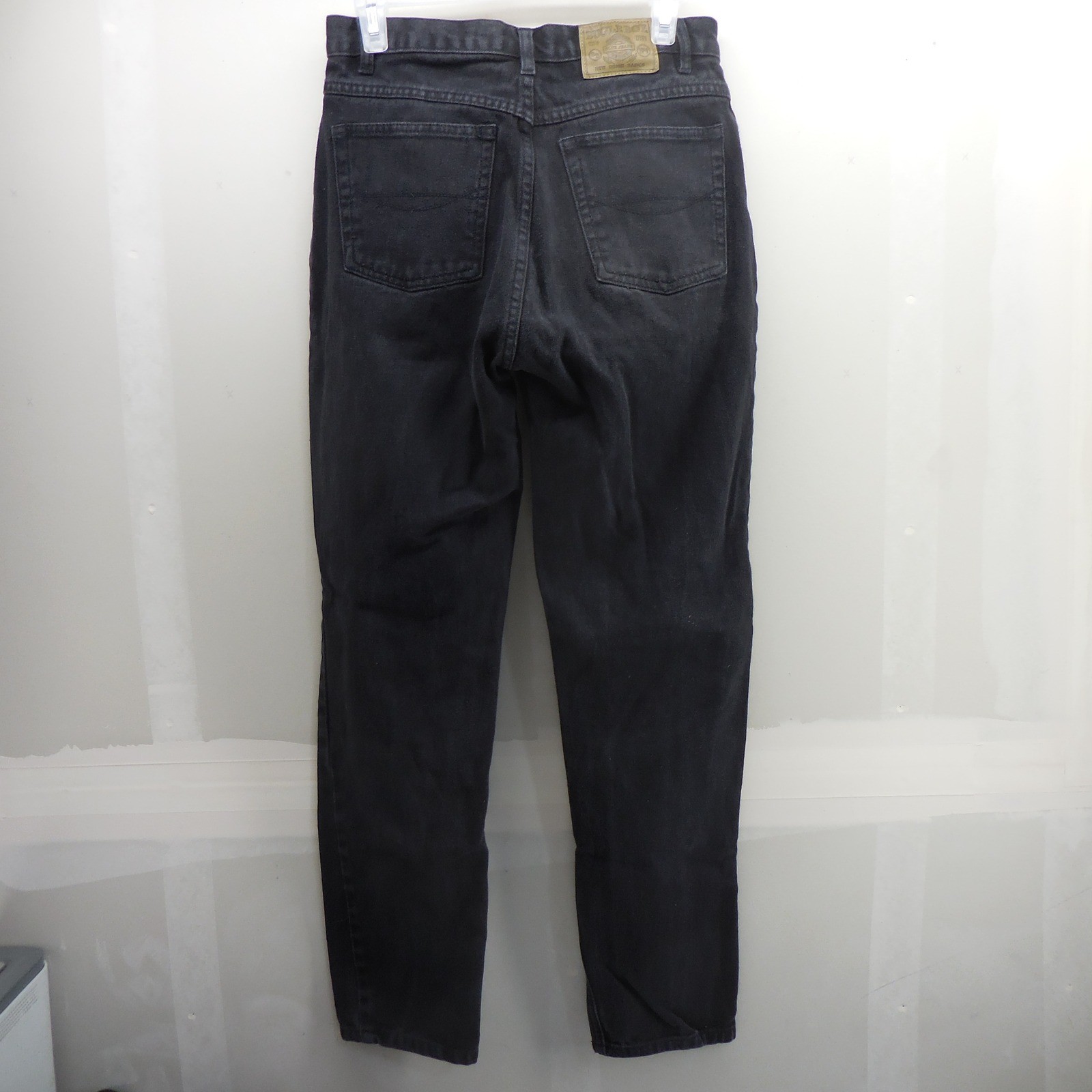 Vintage Bugle Boy Black High Waisted Tapered Leg Slim Fit Jeans 10R Cotton 90s