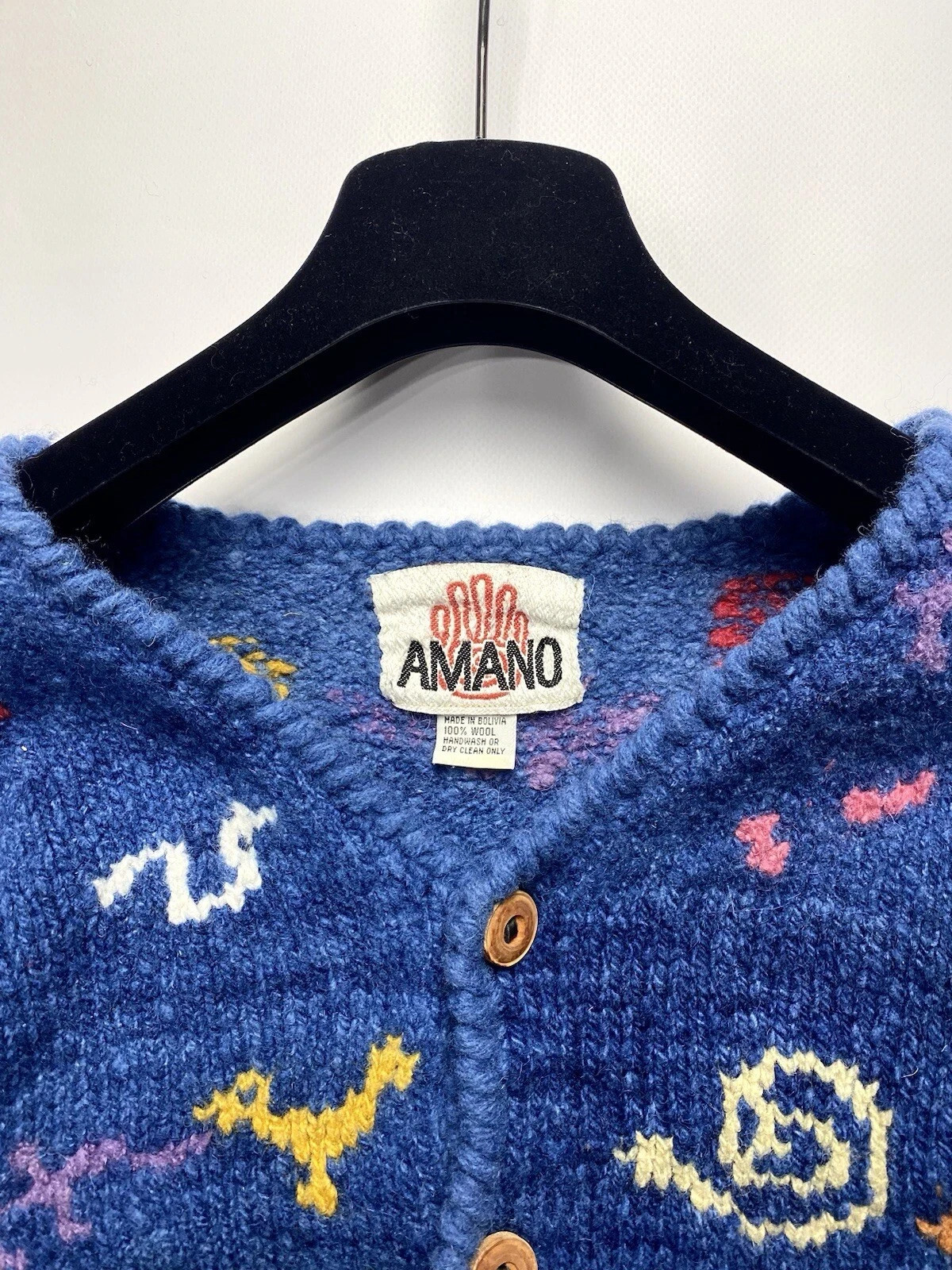 Amano RARE Archive Vintage Knit Sweater 80s–90s Geometric Patern – Size S–M