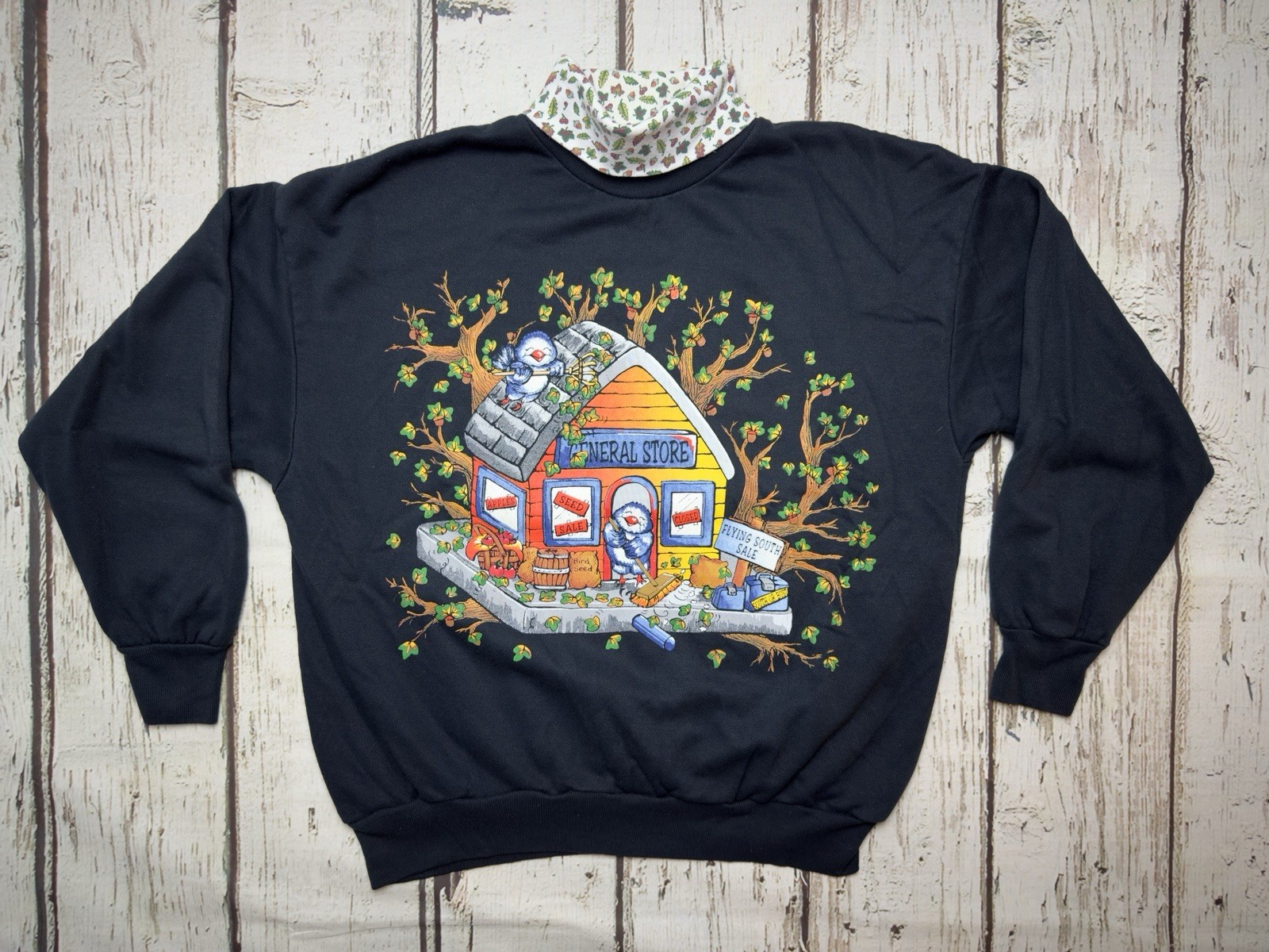 VTG Bird House General Store Flying South Sale Fall Women’s Turtleneck Sweater