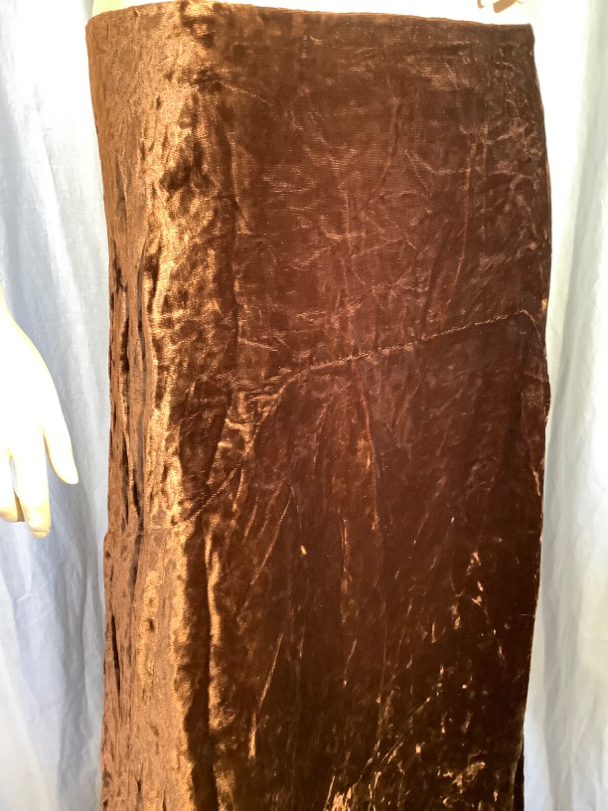 Art Deco vintage 30s draped 2 piece Dress peplum Top skirt Crushed velvet Brown