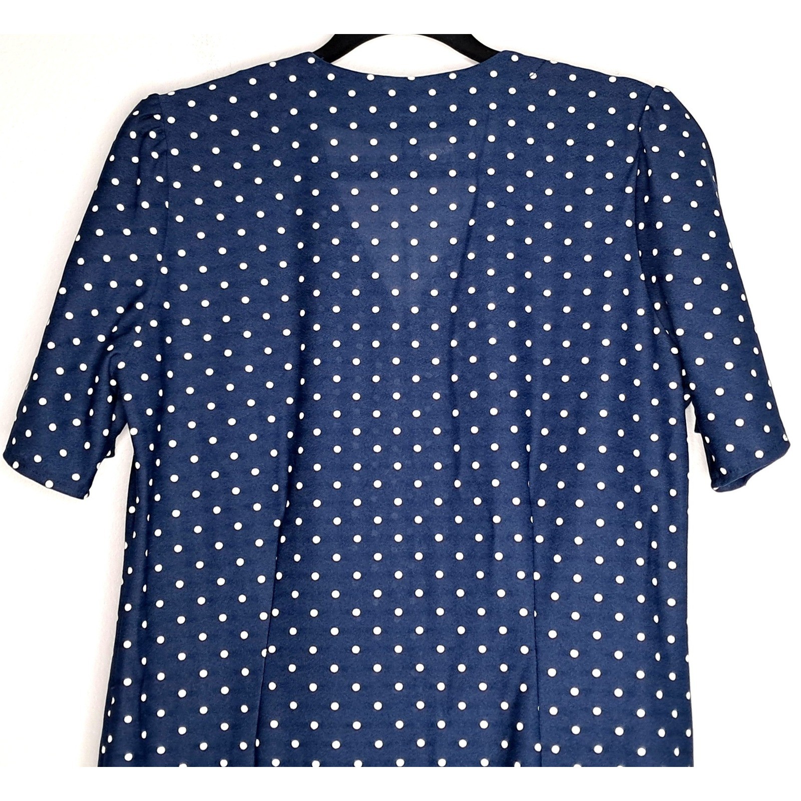 Vintage Polka Dot Mini Dress Womens Size 10 Navy Blue Ruffle Tabby of California